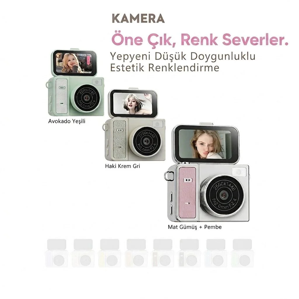 2K Mini Dijital Retro Vlog Kamerası Bej – Türkçe Menü, Flaşlı Kompakt Kamera Fiyatı, Yorumları ve Özellikleri
