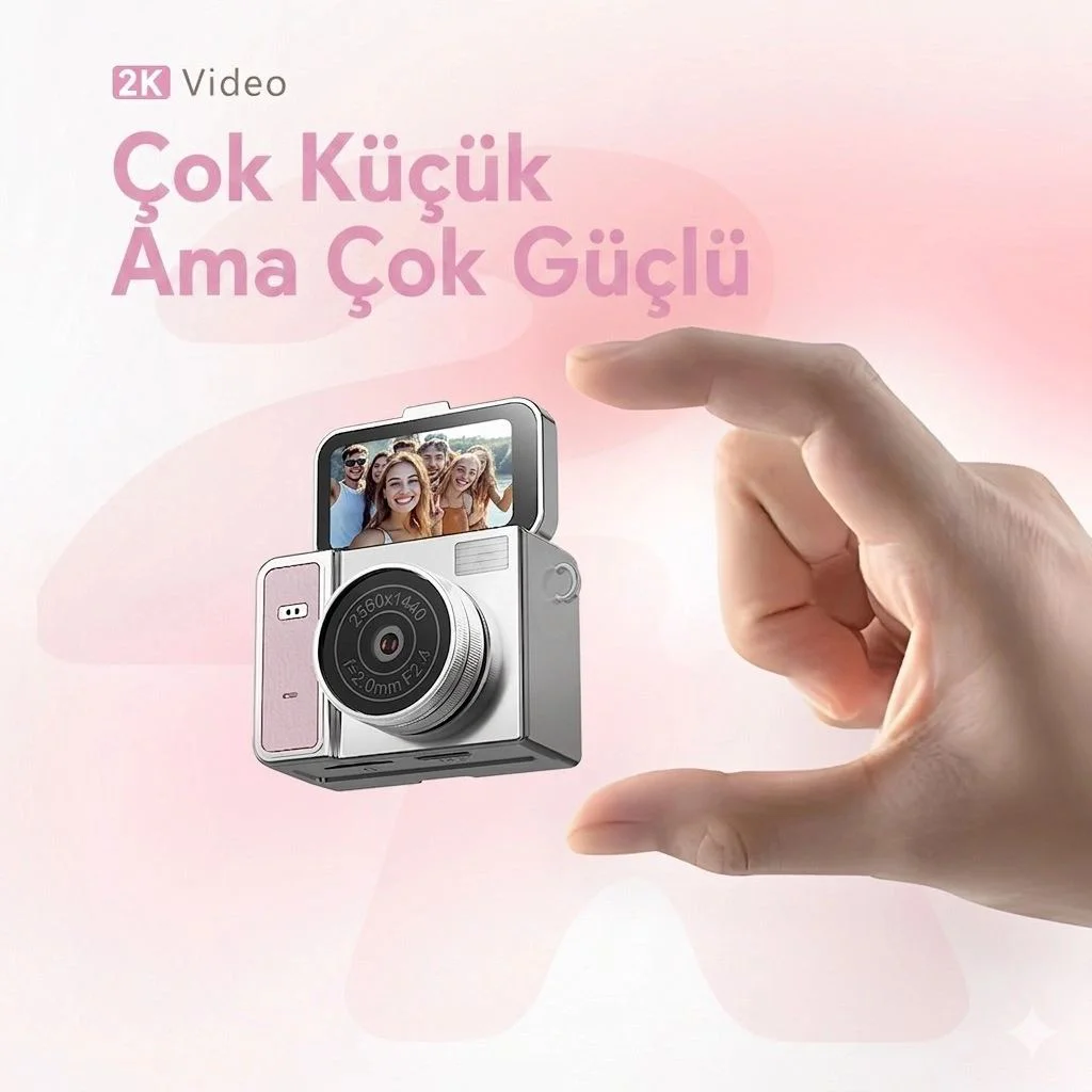 2K Mini Dijital Retro Video Kamera - Türkçe Menü Pembe Vlog Kamerası Fiyatı, Yorumları ve Özellikleri