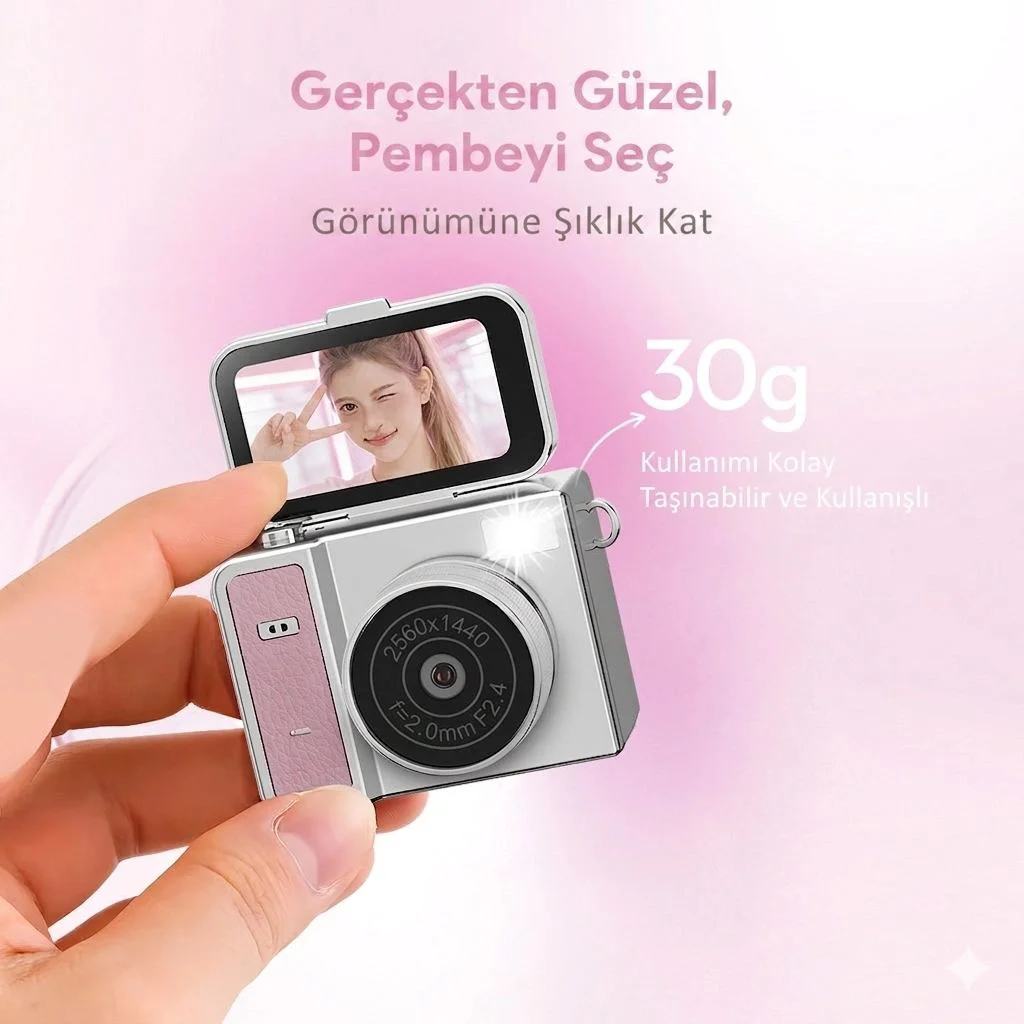 2K Mini Dijital Retro Video Kamera - Türkçe Menü Pembe Vlog Kamerası Fiyatı, Yorumları ve Özellikleri