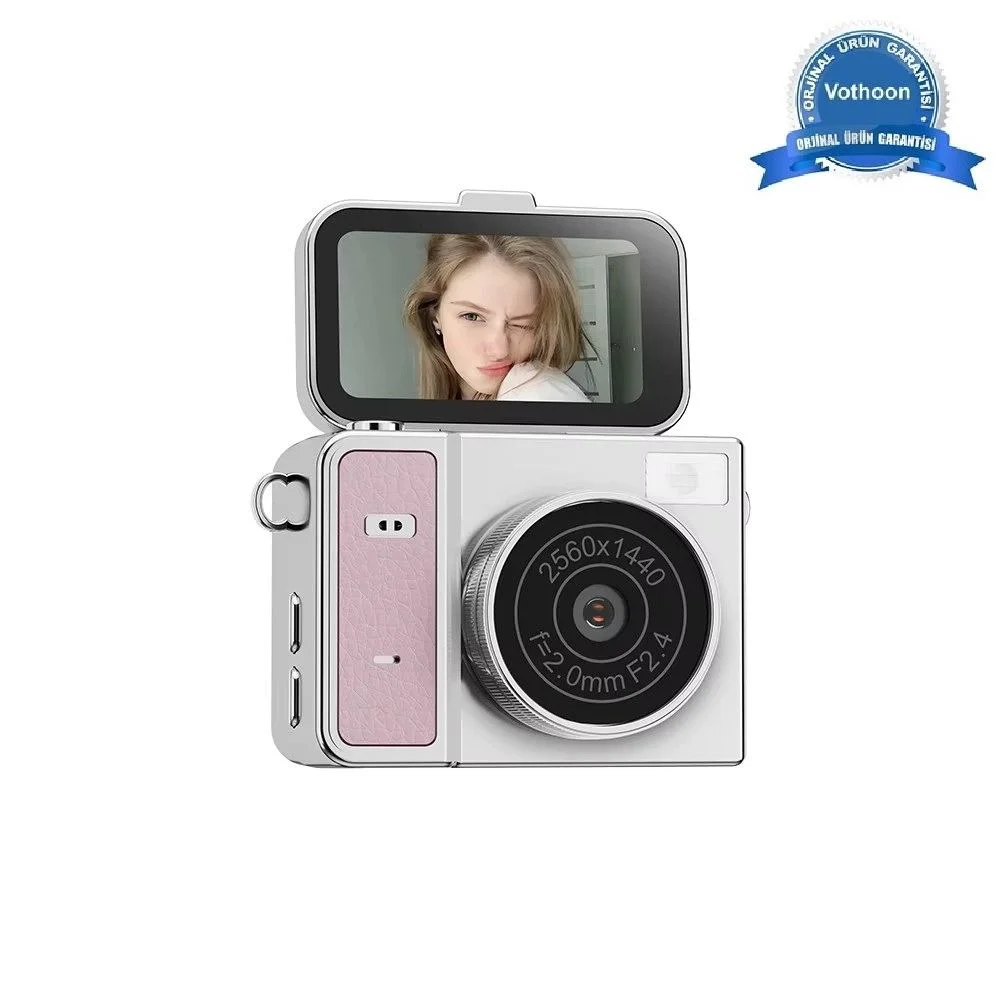 2K Mini Dijital Retro Video Kamera - Türkçe Menü Pembe Vlog Kamerası Fiyatı, Yorumları ve Özellikleri