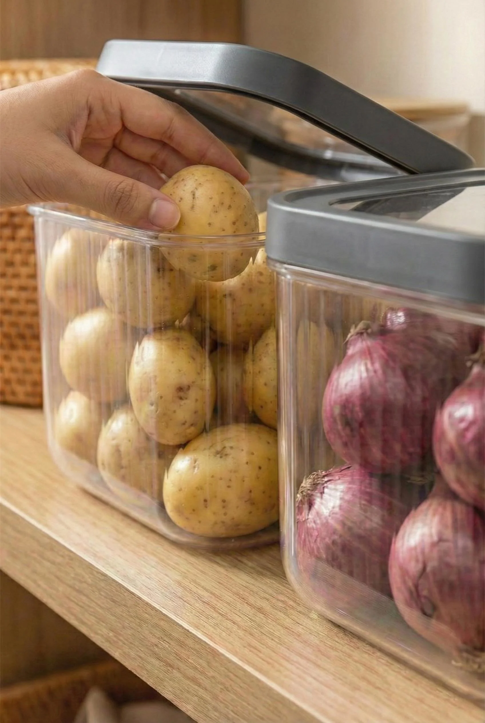 2'Li 12 LT Multibox Füme Kayar Kapaklı Saklama Kabı &amp; Erzak Kabı &amp; Patates Soğan Kovası