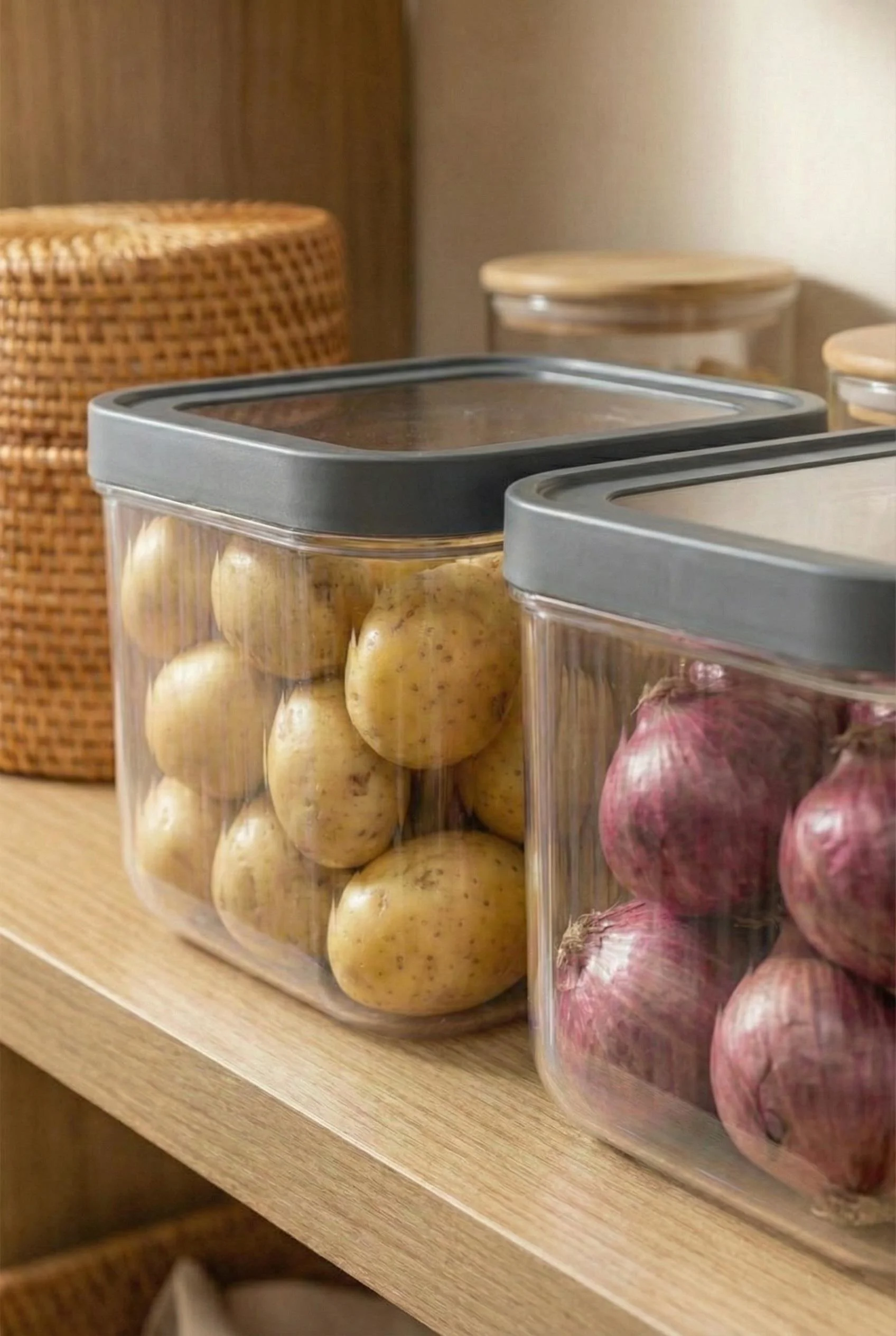 2'Li 12 LT Multibox Füme Kayar Kapaklı Saklama Kabı &amp; Erzak Kabı &amp; Patates Soğan Kovası