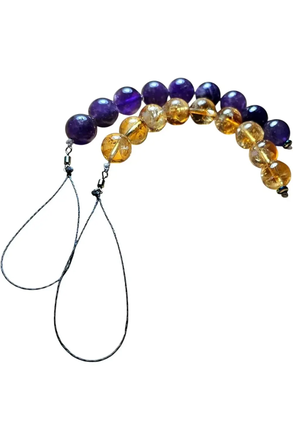 2'li Ametist-Sitrin Doğal Taş Telefon/Araba Anahtarlığı Aksesuarı