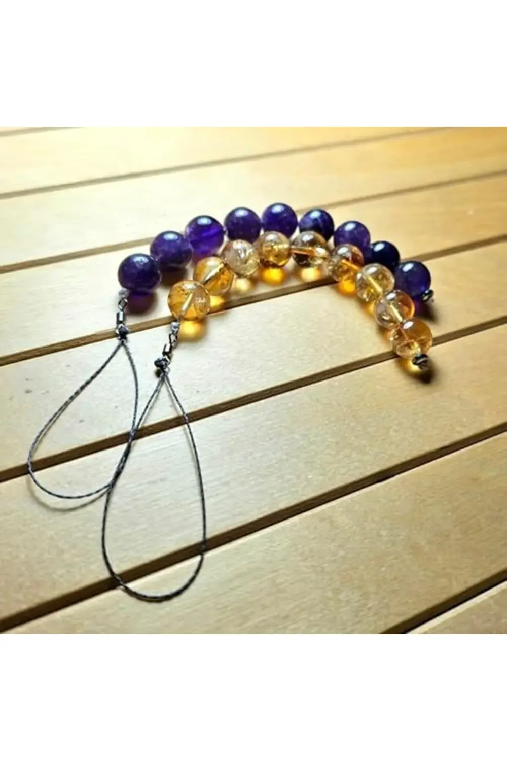 2'li Ametist-Sitrin Doğal Taş Telefon/Araba Anahtarlığı Aksesuarı