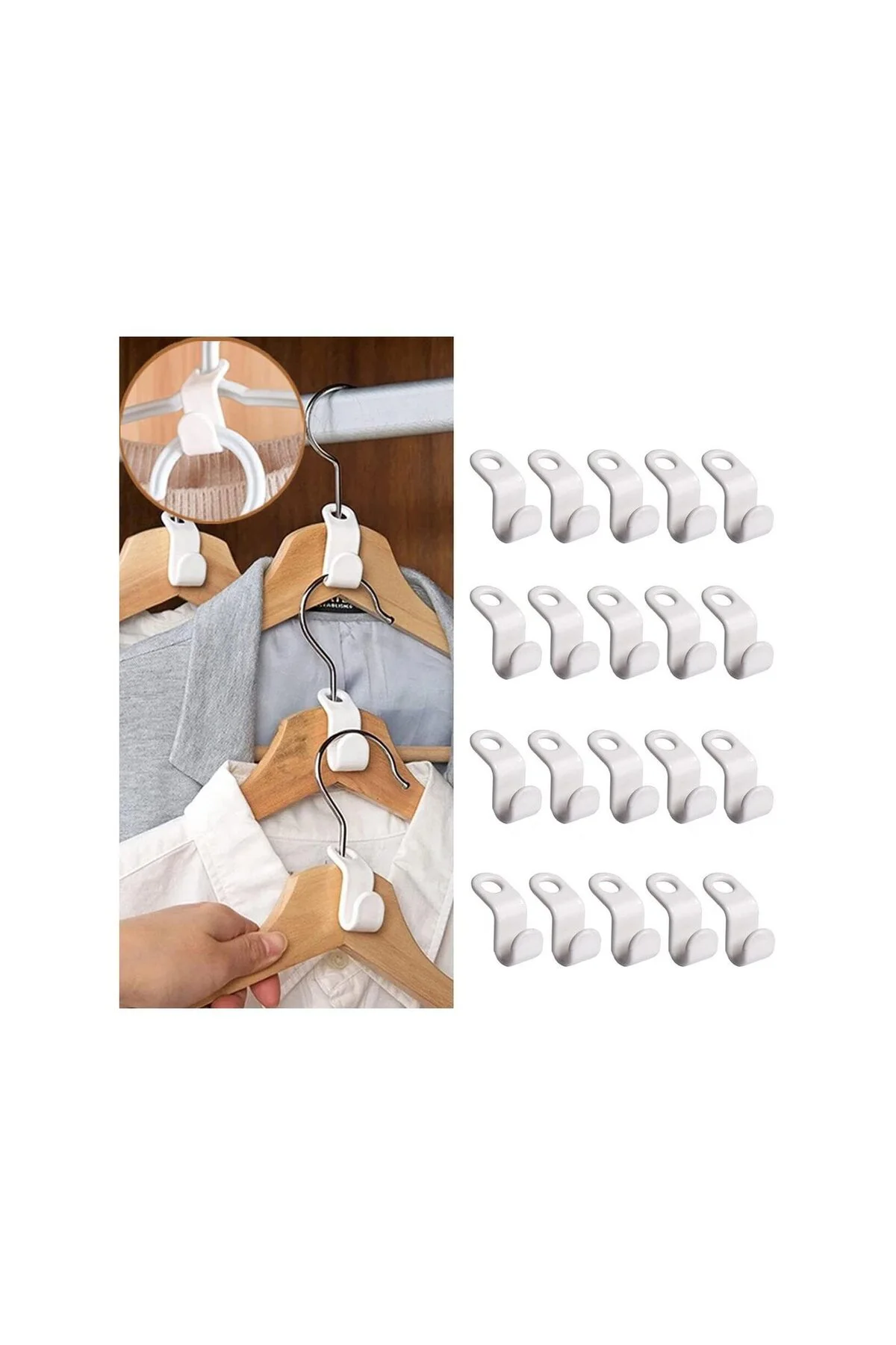 2’li Askı Çoğaltıcı Klips | Çok Amaçlı Askılık Aparat – Dolap, Mu