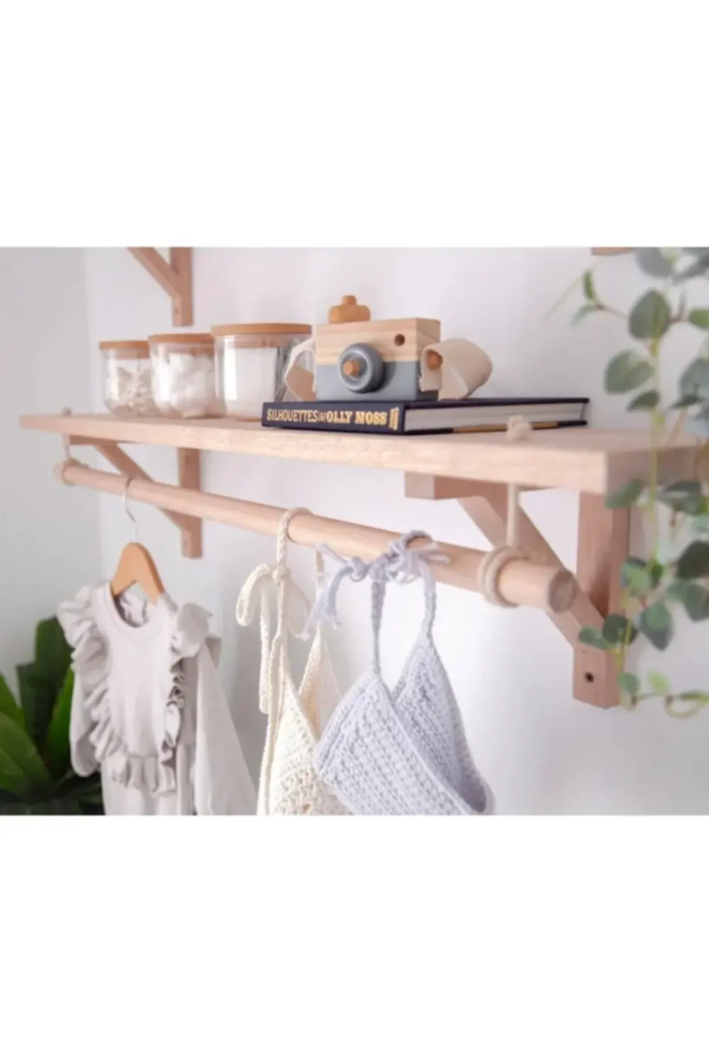2'li Askılıklı Halatlı Duvar Rafı