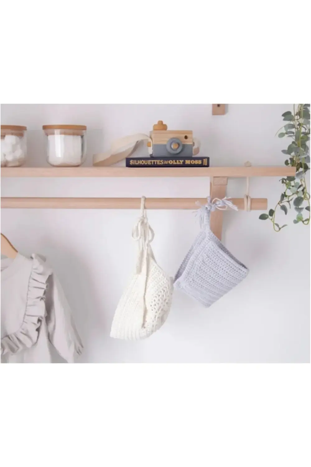 2'li Askılıklı Halatlı Duvar Rafı