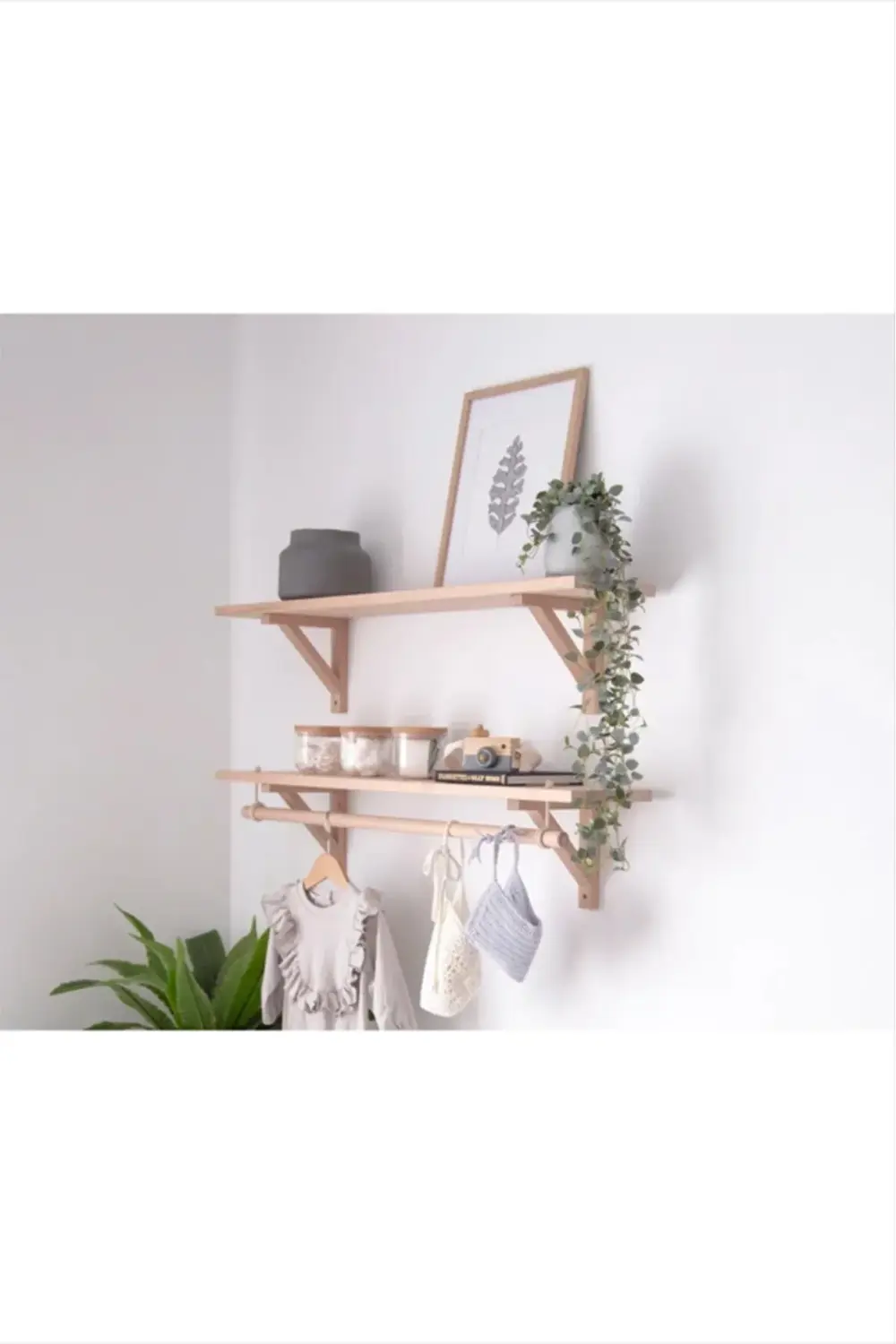 2'li Askılıklı Halatlı Duvar Rafı