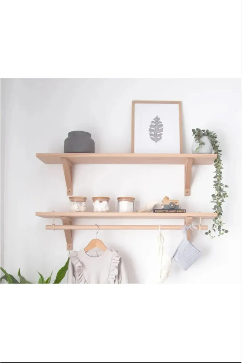 2'li Askılıklı Halatlı Duvar Rafı