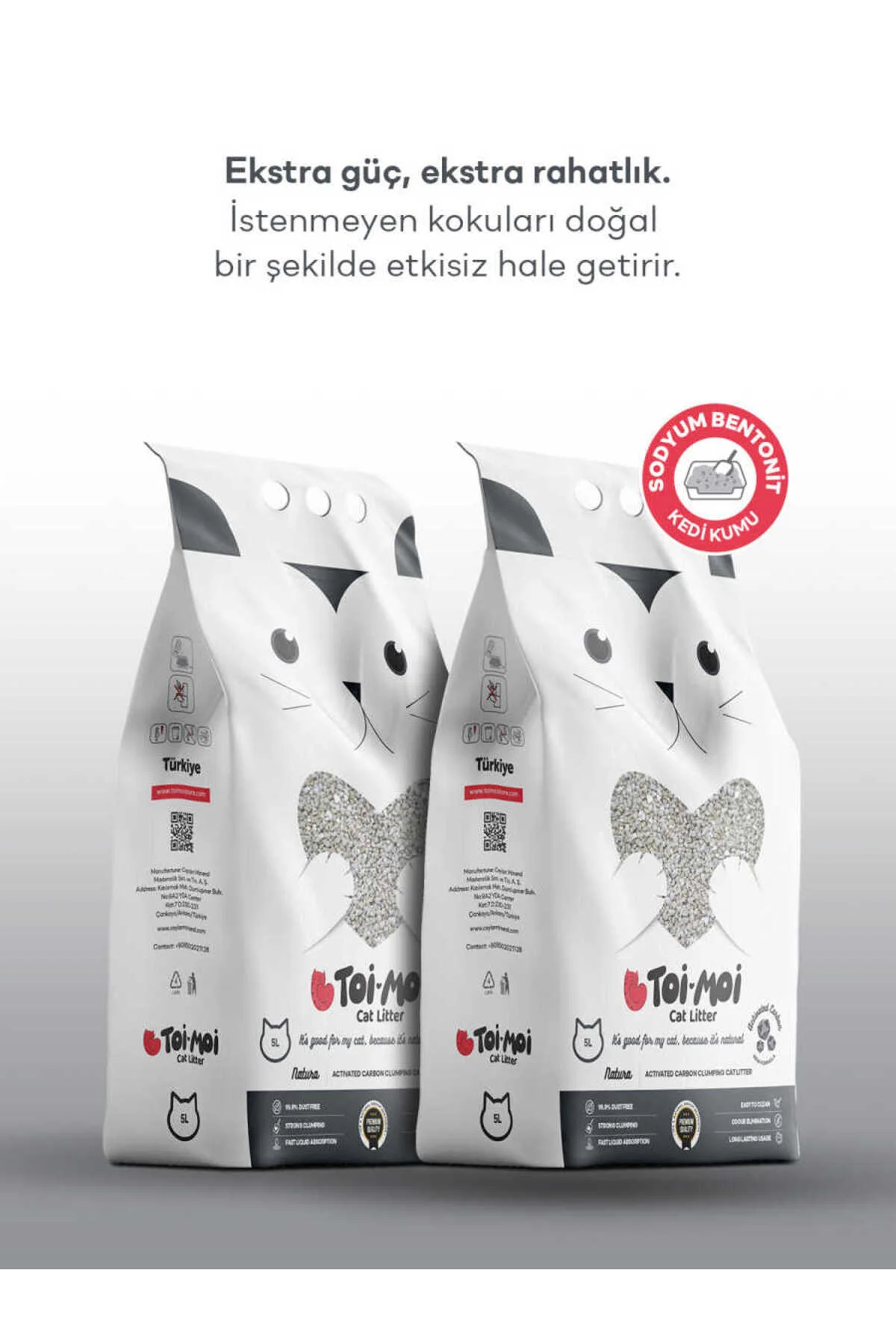 2’li Avantaj Paketi Koku Hapseden, Topaklanan,Tozsuz Aktif Karbonlu Bentonit Kedi Kumu 2x5kg