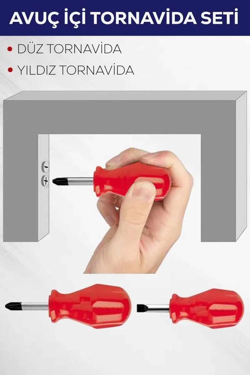 2'li Avuç İçi Tornavida Seti - Düz Yıldız Uçlu Pratik Tornavida Takımı Fiyatı, Yorumları ve Özellikleri