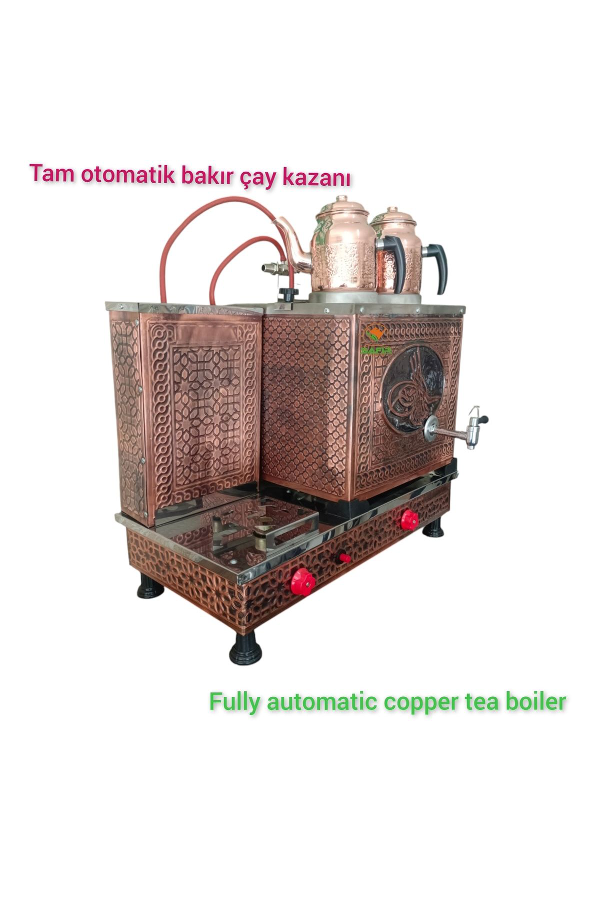 Safir 2Li Bakir Tam Otomatik Çay Kazani Osmanli Tuğra Mod. Doğalgazli C