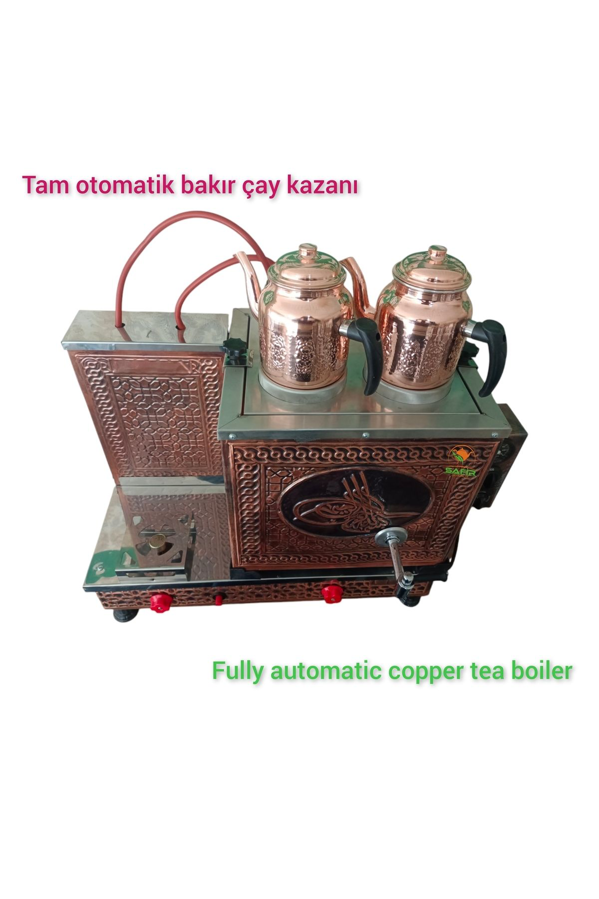 Safir 2Li Bakir Tam Otomatik Çay Kazani Osmanli Tuğra Mod. Doğalgazli C