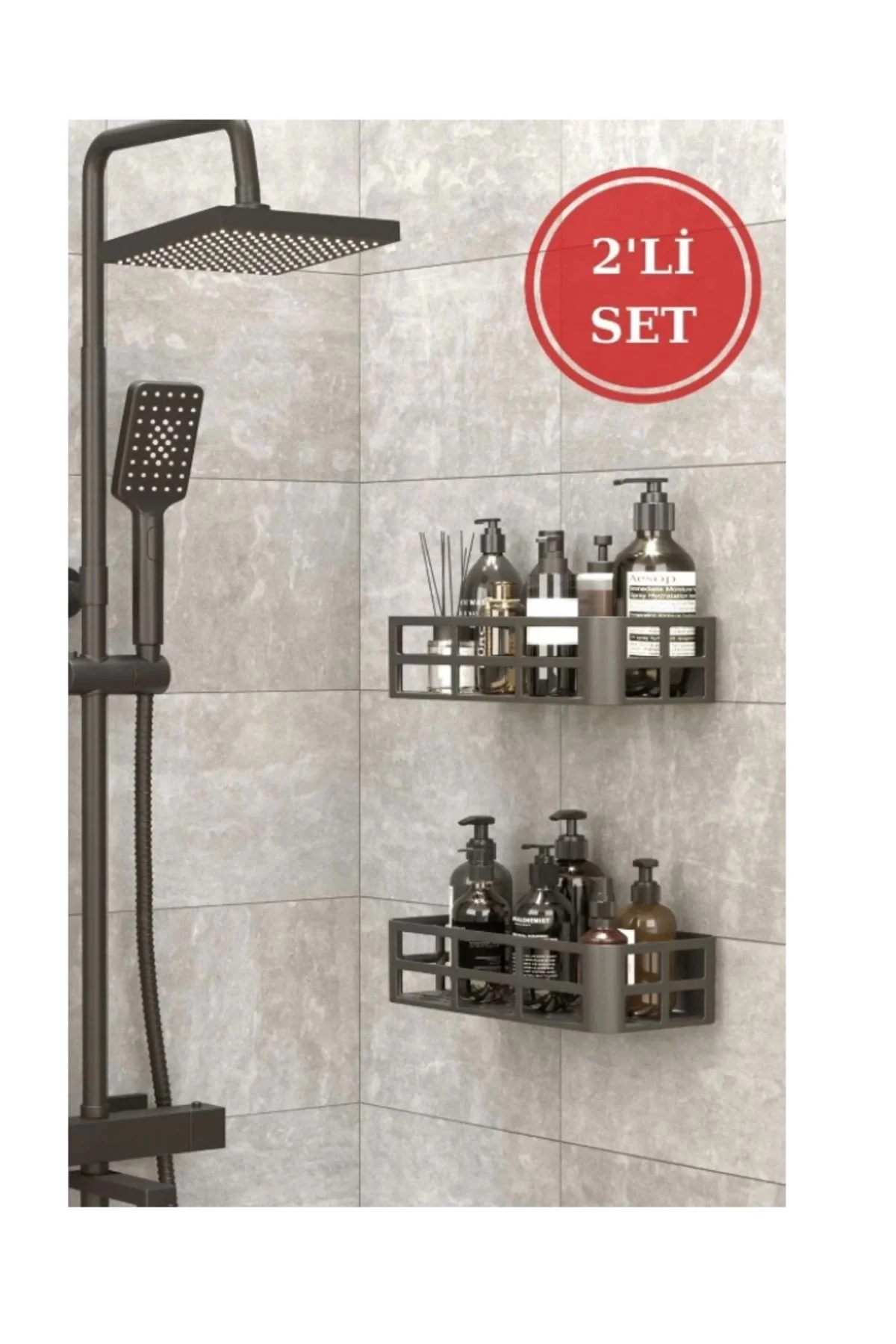 2’li banyo organizer düzenleyici yapışkanlı raf