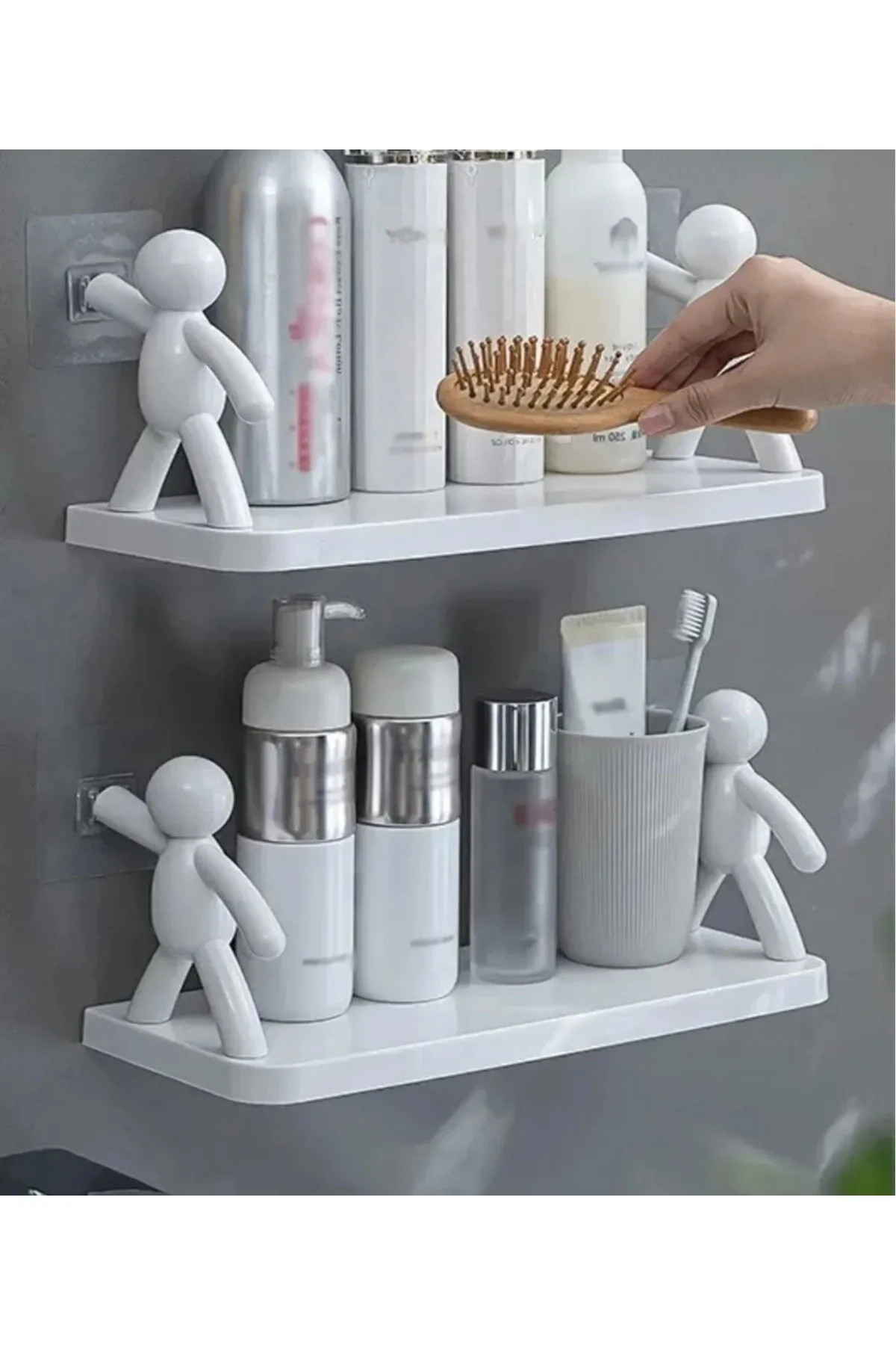2'li Banyo Rafı Yapışkanlı Banyo Mutfak Organizeri