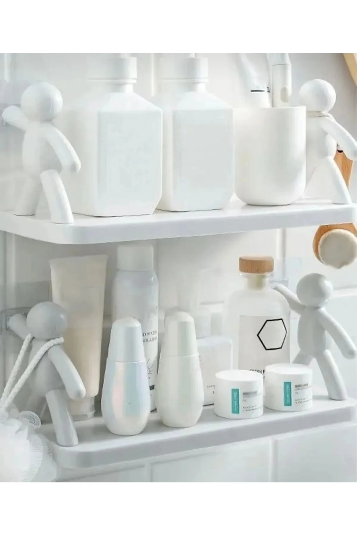 2'li Banyo Rafı Yapışkanlı Banyo Mutfak Organizeri