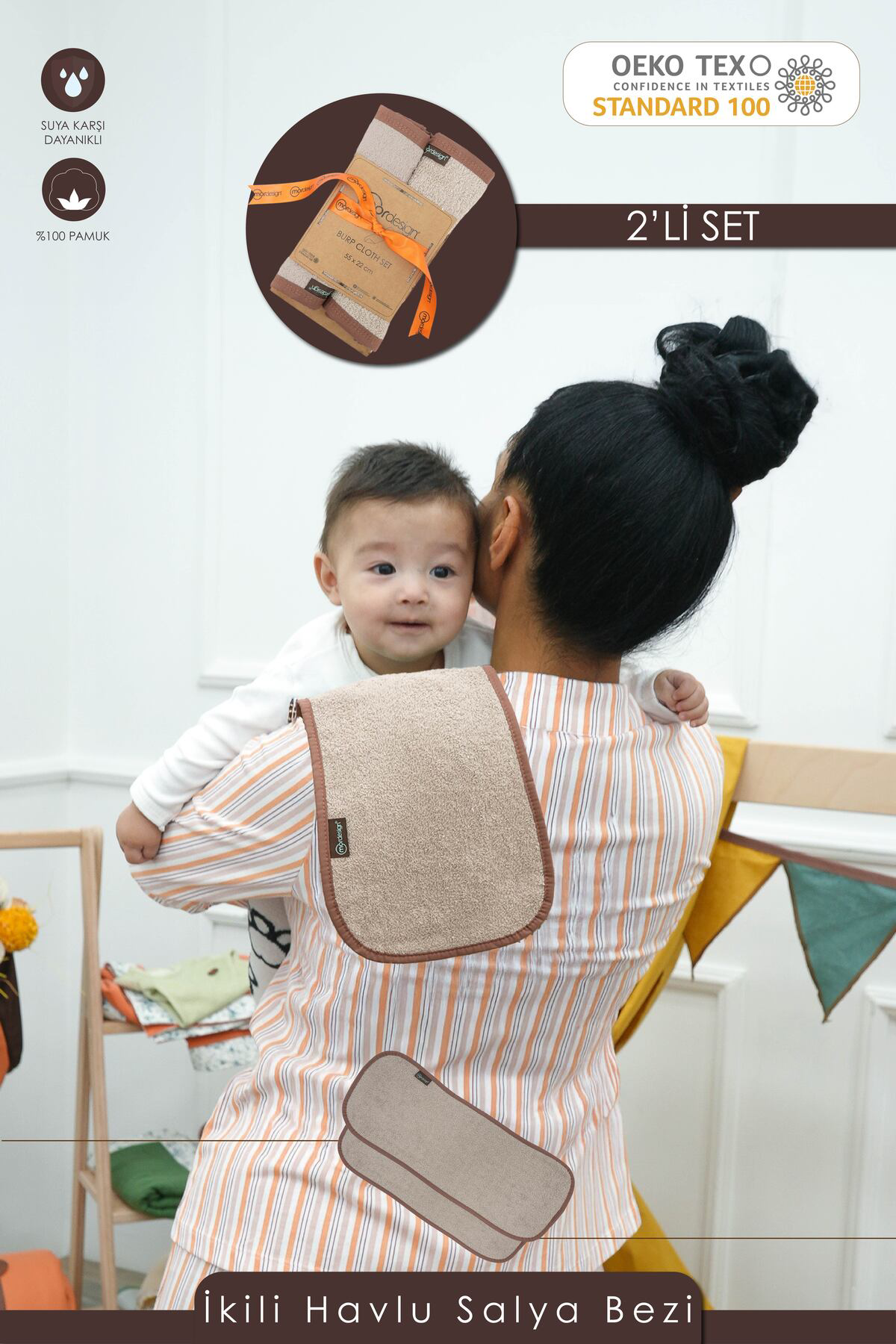 Mordesign 2'Li Bebek Salya Bezi, Ağız Mendili, Ultra Yumuşak Geğirme Bezi,