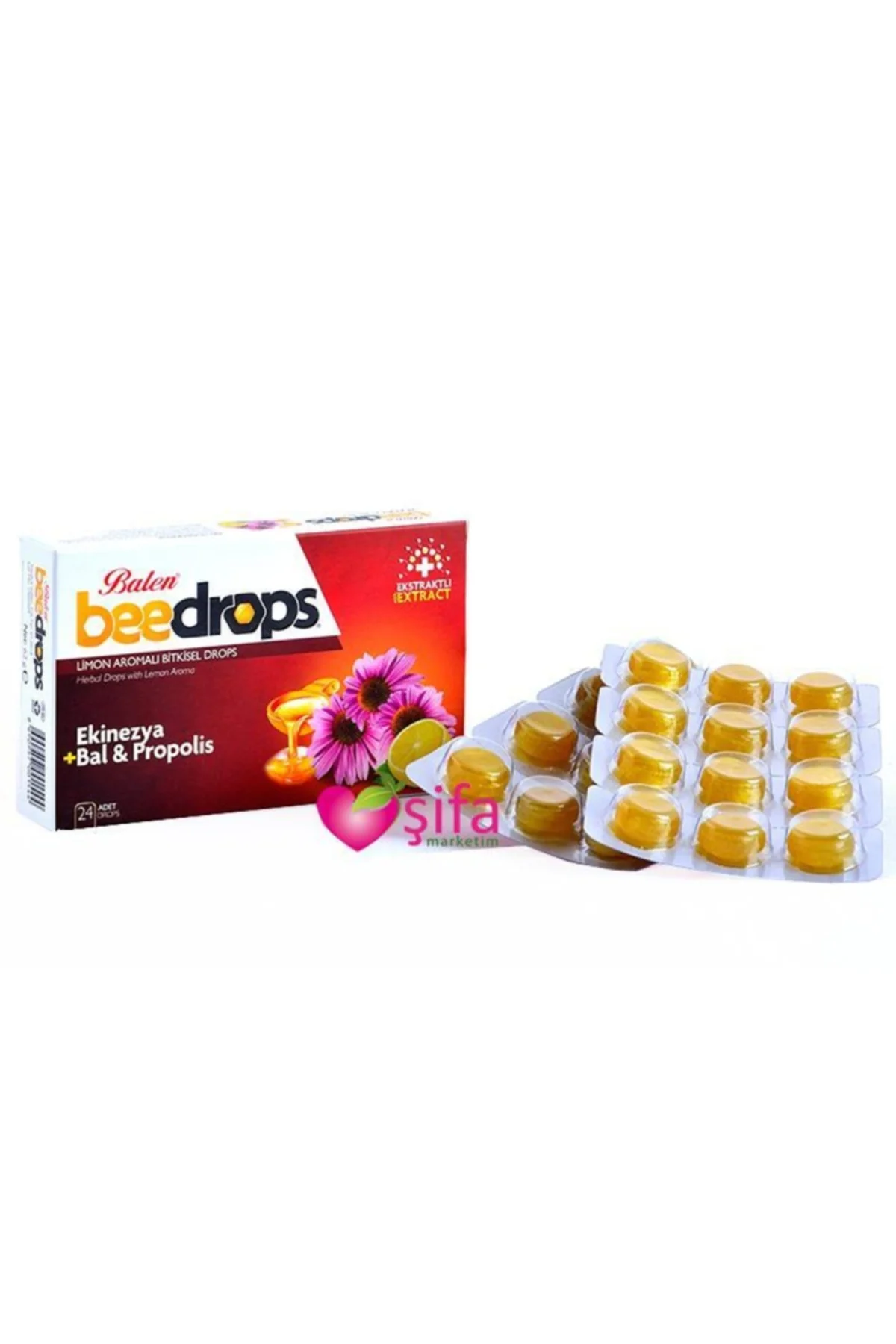 2'li Beedrops Ekinezyalı Ballı Propolisli Limon Aromalı Drops 24 Adet Boğaz Pastili