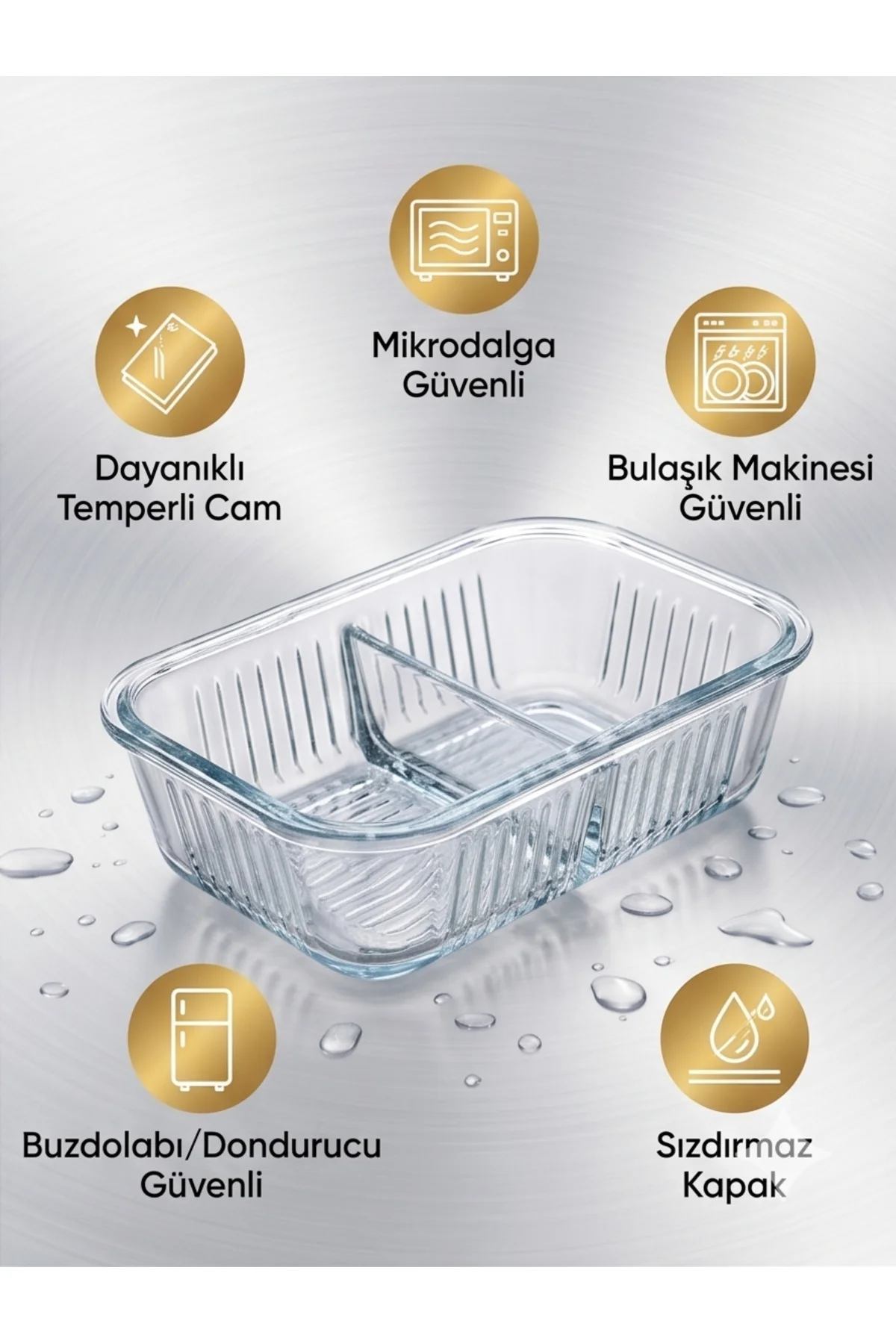 2'li Bölmeli Cam Saklama Kabı Seti - 450 ml Temperli Sızdırmaz Ka 2'li Bölmeli Cam Saklama Kabı Seti - 450 ml Temperli Sızdırmaz Ka