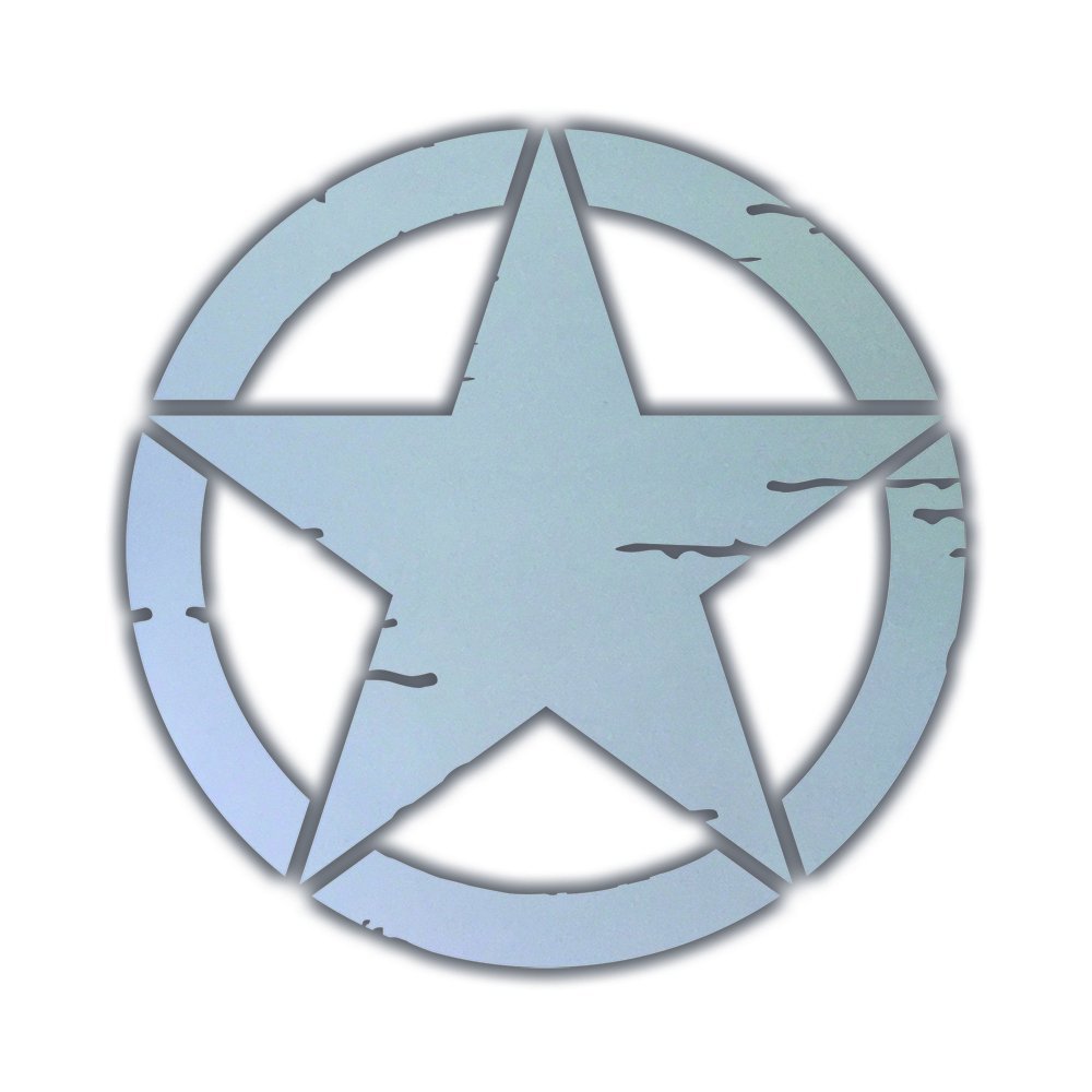 2'li Büyük Boy Eskitilmiş Askeri Yıldız Seti Reflektif Sticker Çı