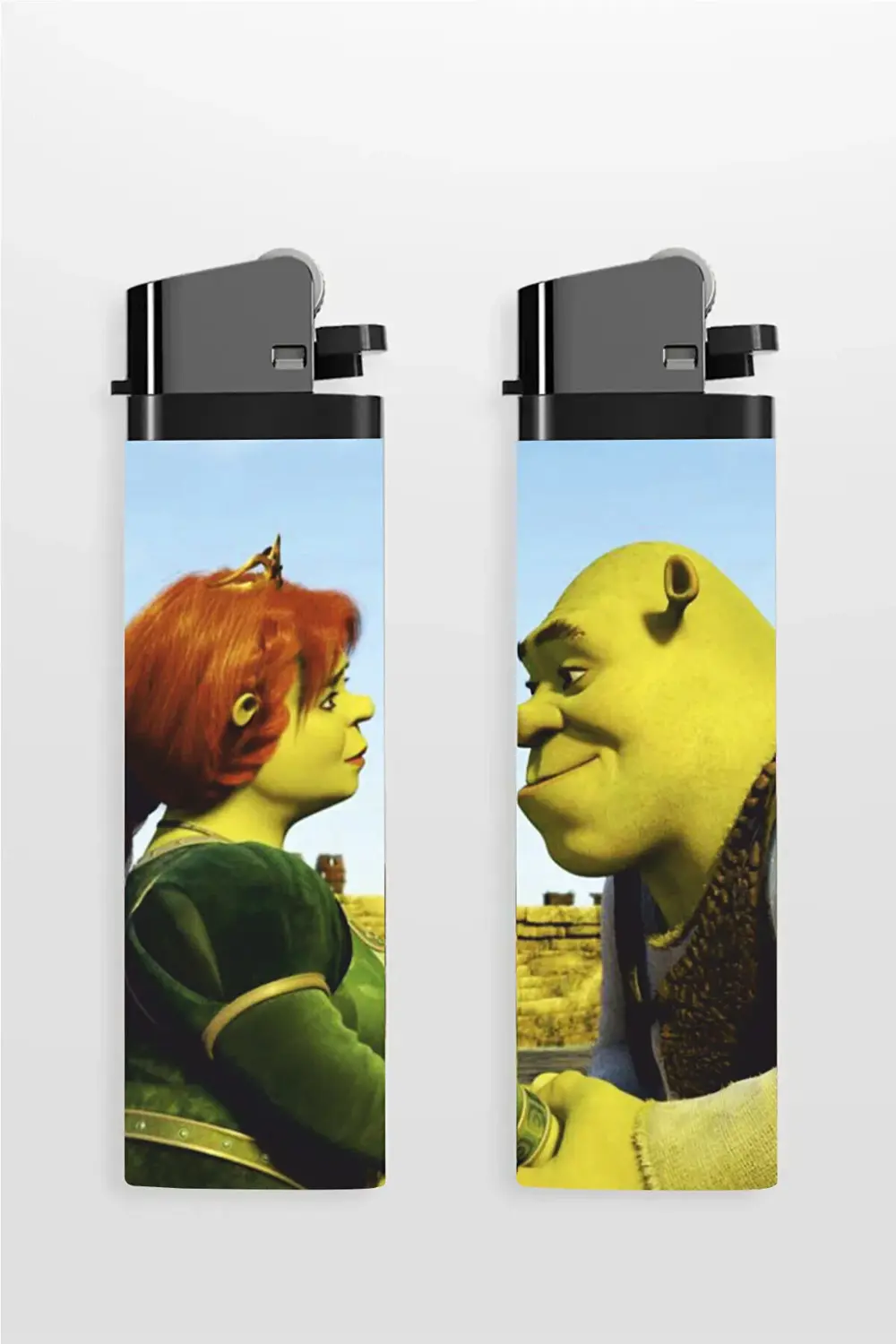 2'li Çakmak Sevgililer Shrek ve Fiona Love Baskılı Full Kaplamalı