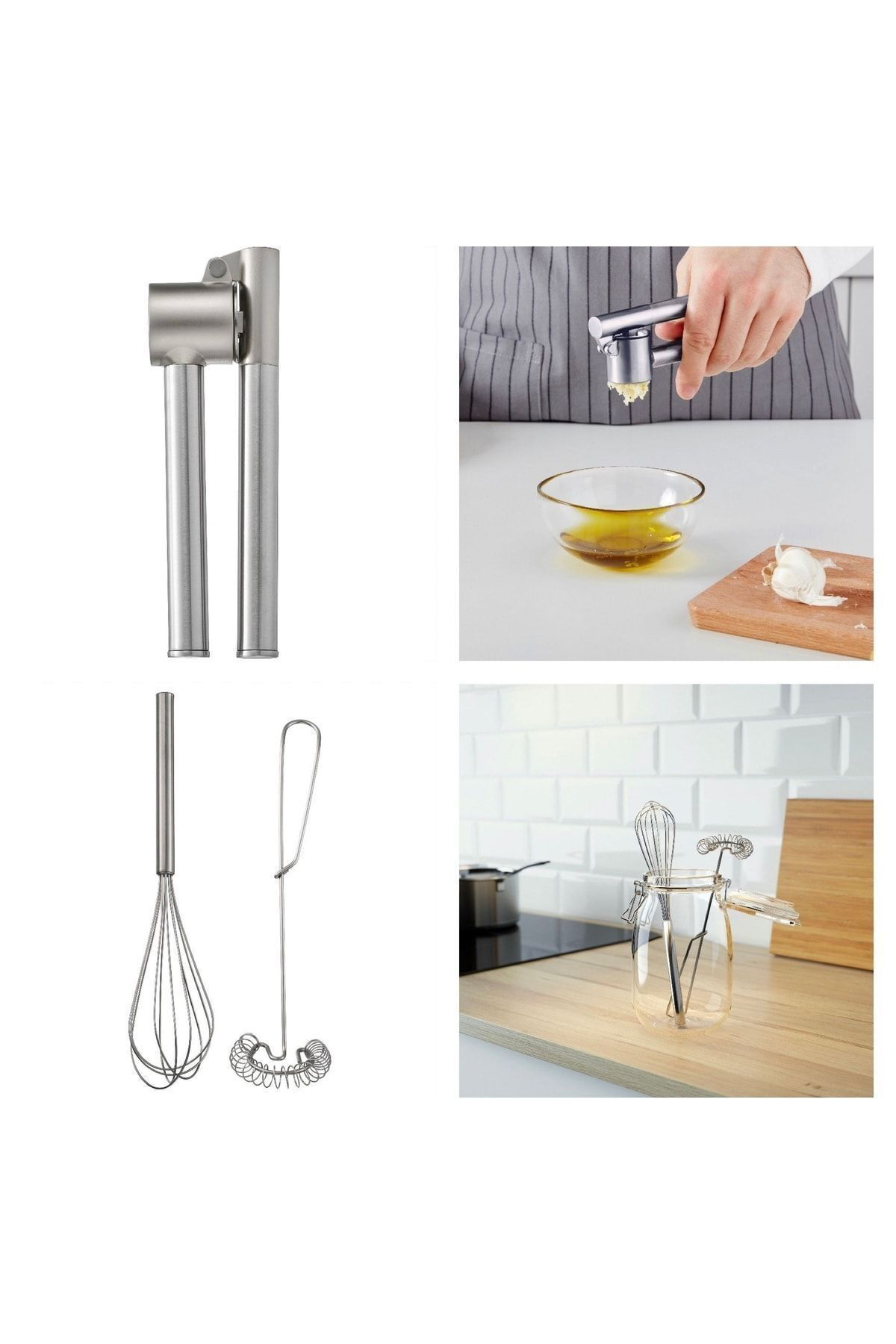 İkea 2'Li Çırpıcı + Çelik Sarımsak Ezici