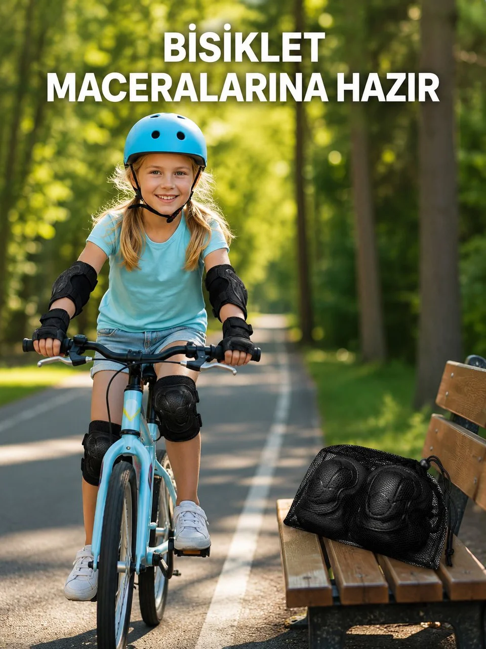 2'li Çocuk Koruyucu Spor Seti Siyah Dizlik Dirseklik El Bilek Koruyucu - Lisinya Diğer
