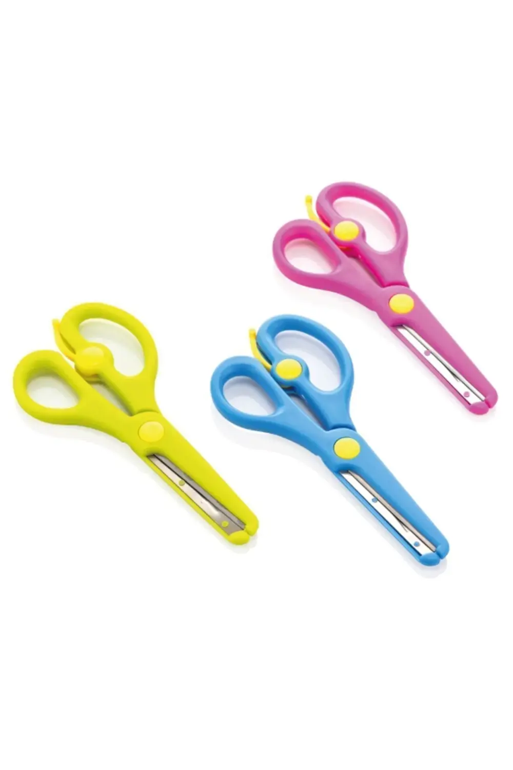 2li Çocuk Makası Küt Uçlu Yaylı Plastik Korumalı Okul Öğrenci Mak