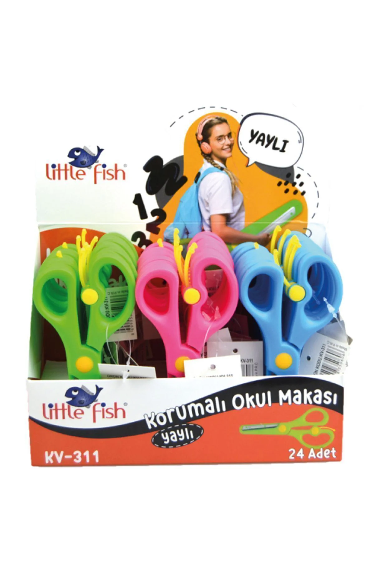 2li Çocuk Makası Küt Uçlu Yaylı Plastik Korumalı Okul Öğrenci Mak