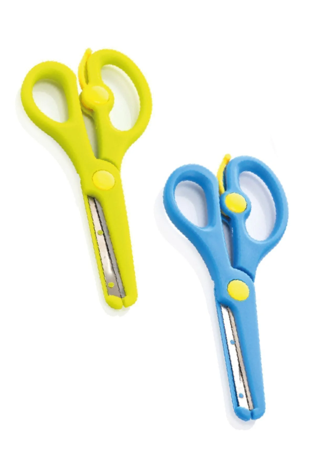 2li Çocuk Makası Küt Uçlu Yaylı Plastik Korumalı Okul Öğrenci Mak