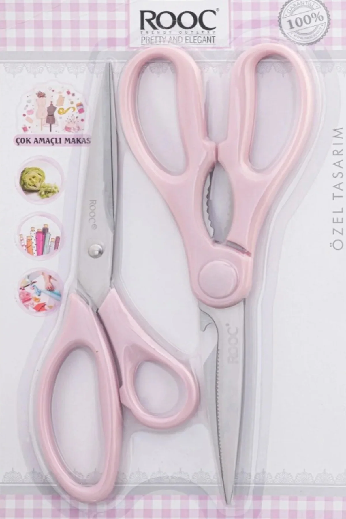 2'li Çok Amaçlı Makas Seti – Büyük Boy Pembe, 23 Cm