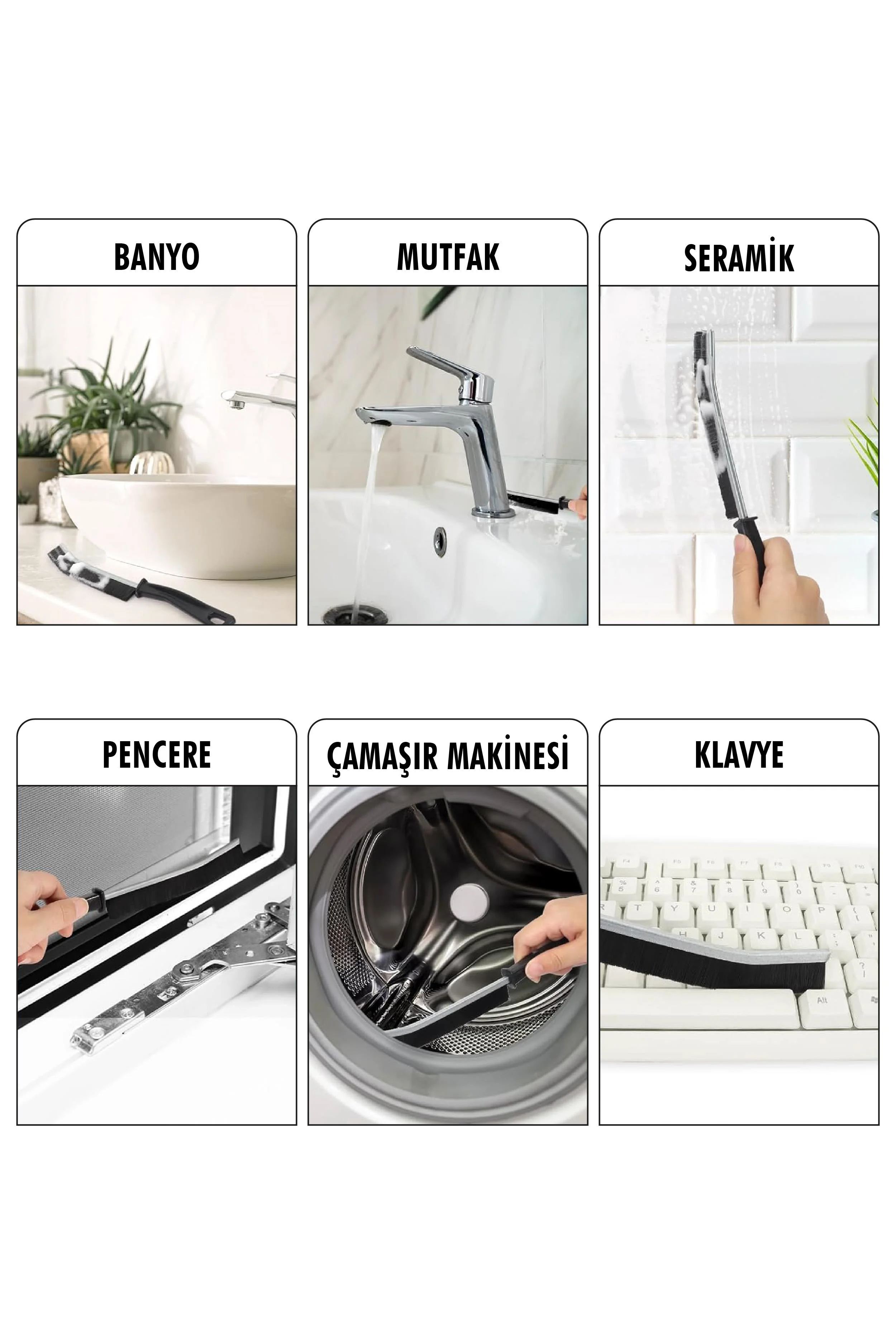 2'li Çok Amaçlı Temizlik Fırçası & Derz Fırçası - Mutfak Banyo Temizlik Seti