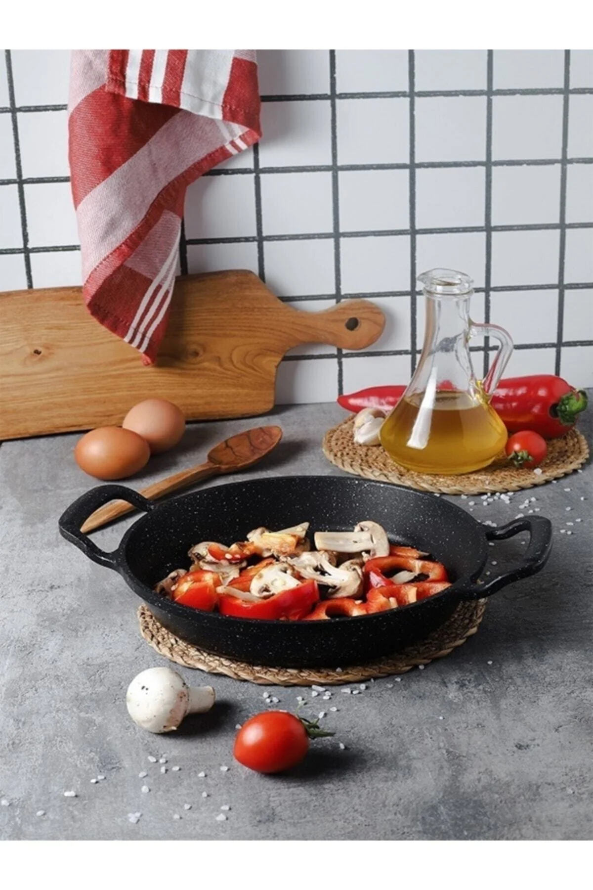 2li Cooker 18 + 20 Cm Granit Sahan Döküm Tava Seti