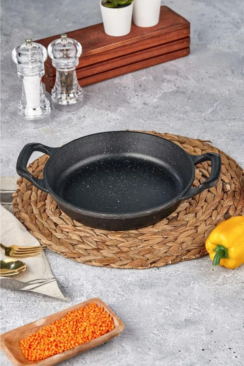 2li Cooker 18 + 20 Cm Granit Sahan Döküm Tava Seti
