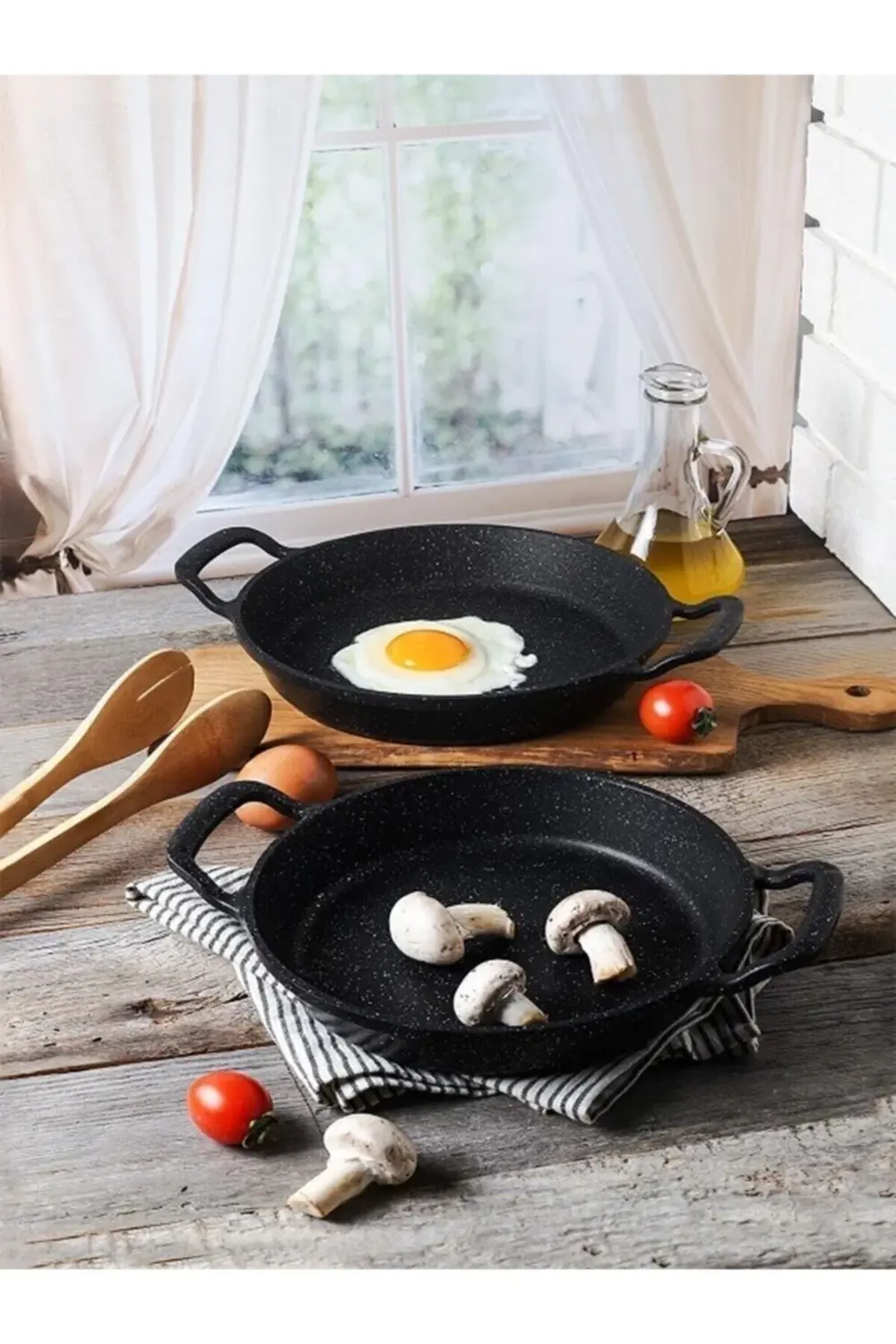 2li Cooker 18 + 20 Cm Granit Sahan Döküm Tava Seti