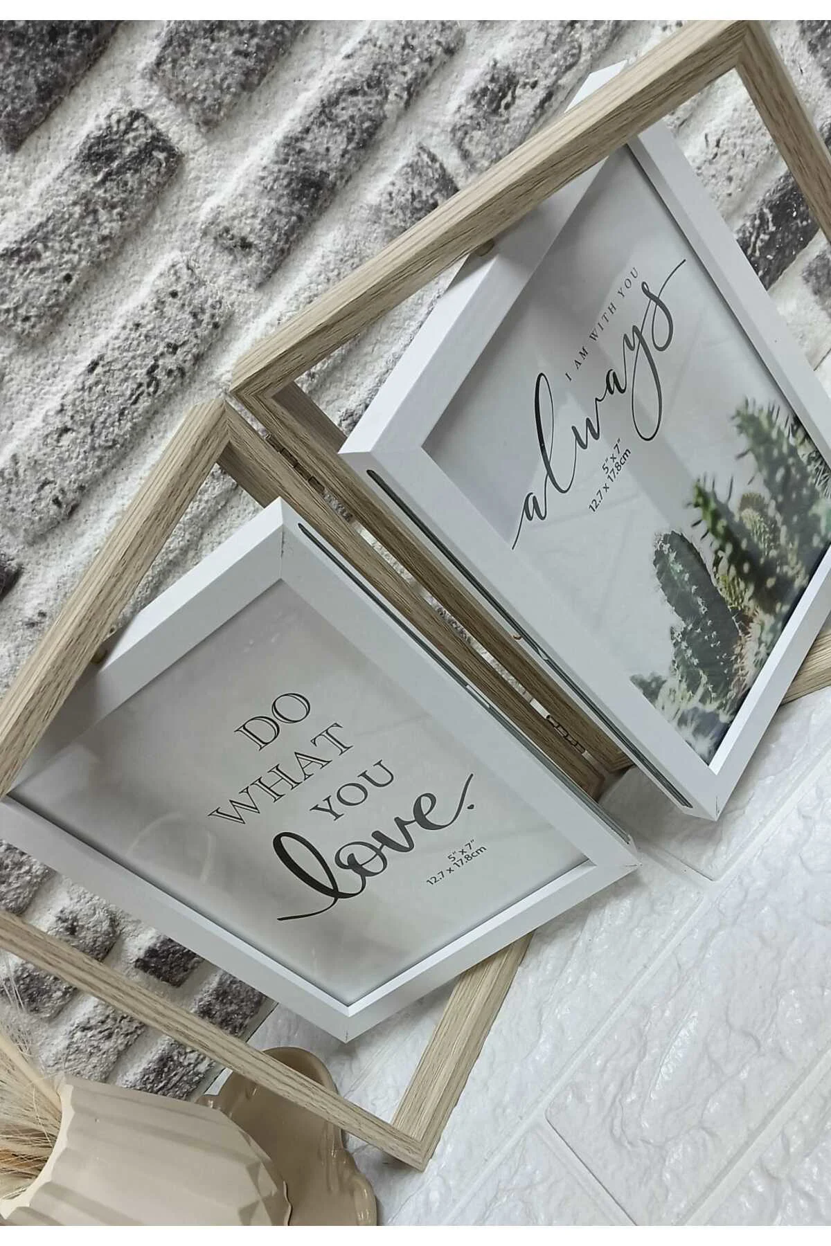 2'li Dekoratif Ahşap Katlanır Çerçeve Dekor