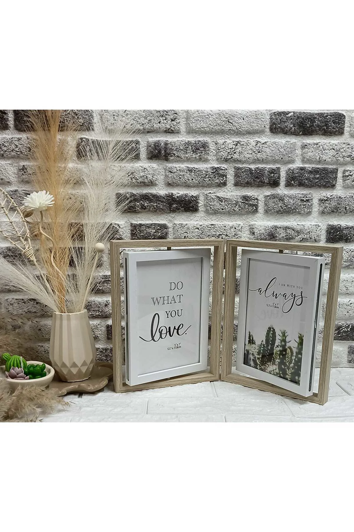 2'li Dekoratif Ahşap Katlanır Çerçeve Dekor