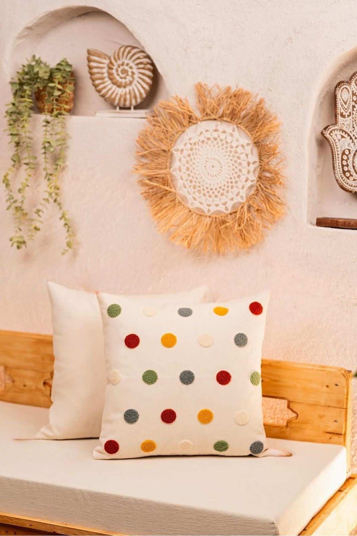 Formeya 2'Li Dekoratif Desenli Punch Nakışlı Kırlent Kılıfı 43X43 Cm