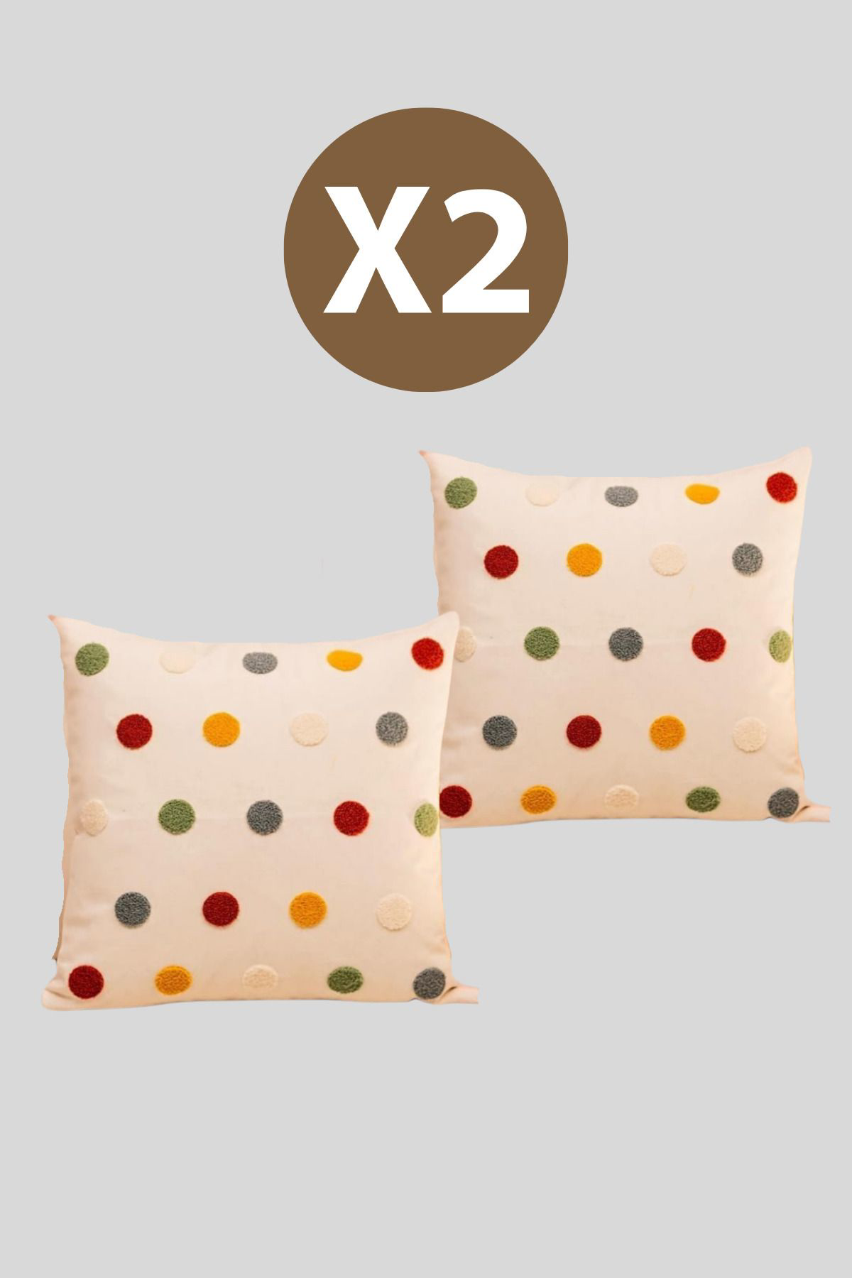 Formeya 2'Li Dekoratif Desenli Punch Nakışlı Kırlent Kılıfı 43X43 Cm