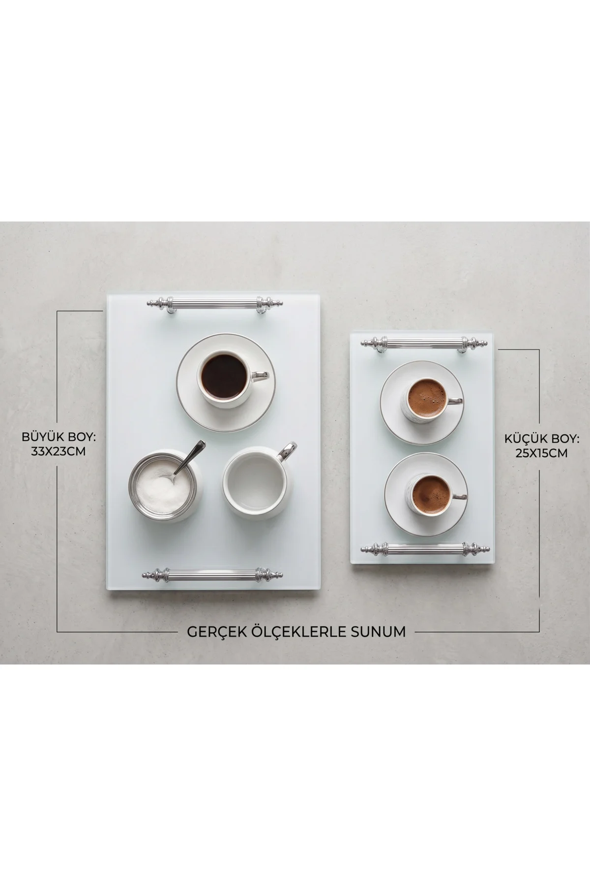 2'li Dekoratif Sunum Tepsisi - Gümüş Kulplu Modern Cam Tepsi Seti - 33x23cm & 25x15cm - Şık Sunum 2'li Dekoratif Sunum Tepsisi - Gümüş Kulplu Modern Cam Tepsi Seti - 33x23cm & 25x15cm - Şık Sunum
