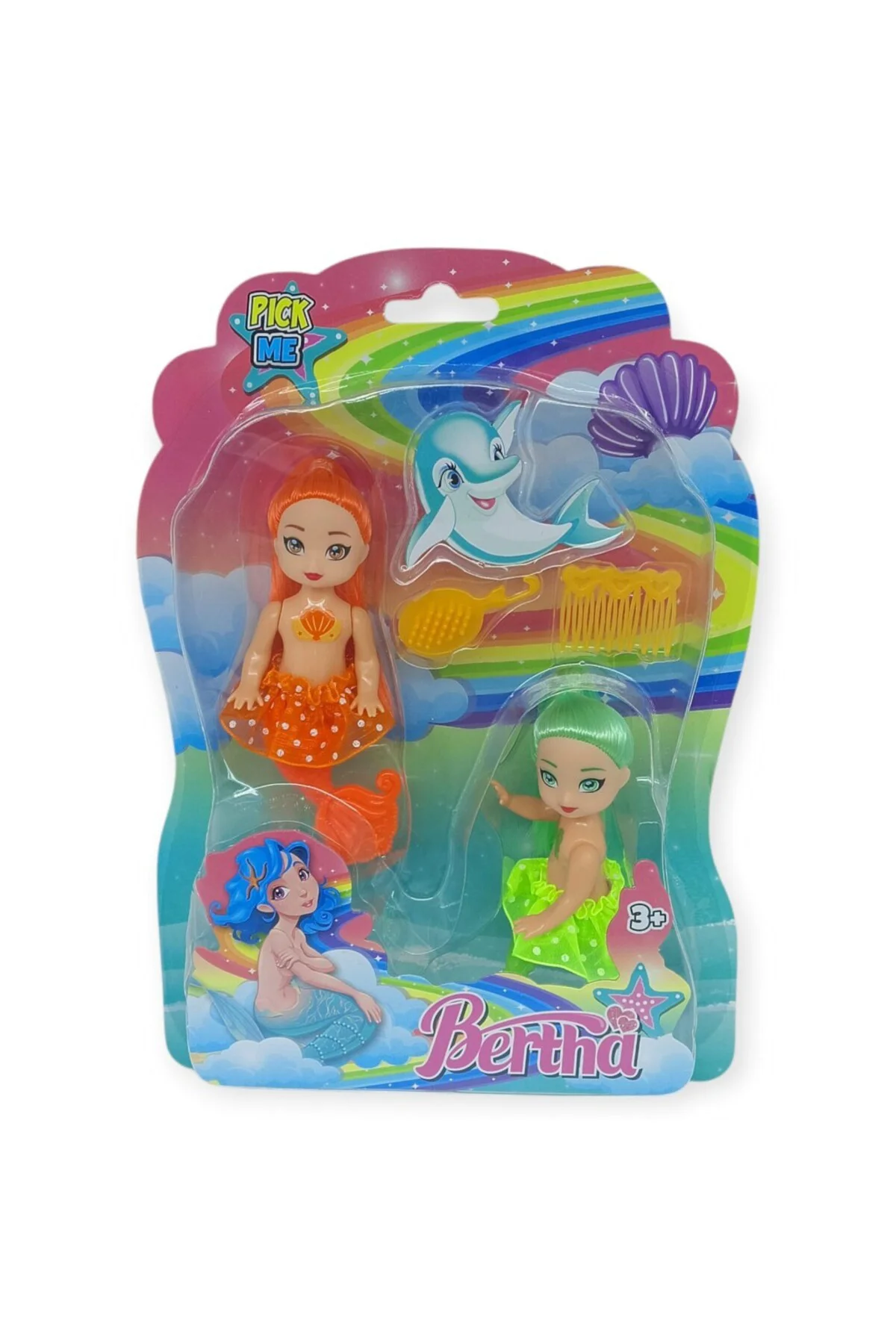 2'li Deniz Kızı Bebek Seti - Hareketli Eklemler ve Aksesuarlı -Tu