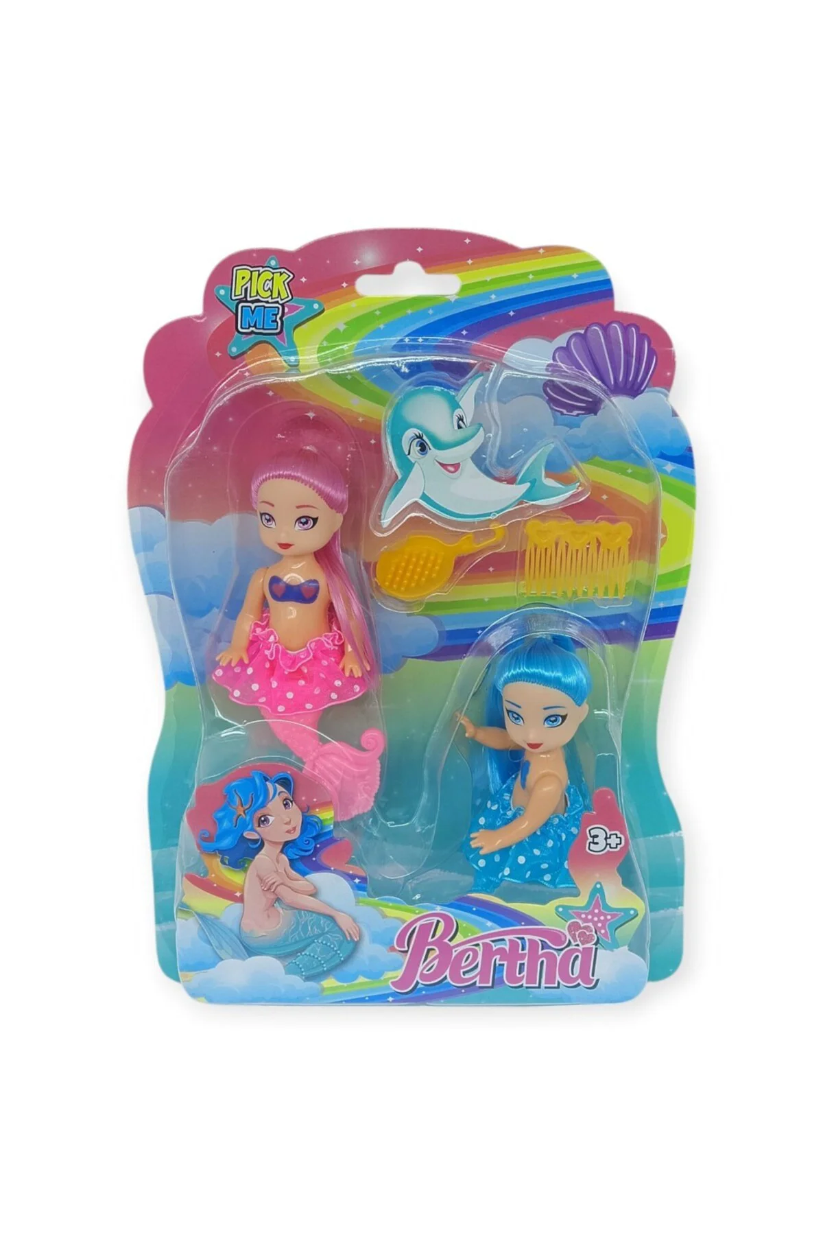 2'li Deniz Kızı Bebek Seti - Hareketli Eklemler ve Aksesuarlı - P