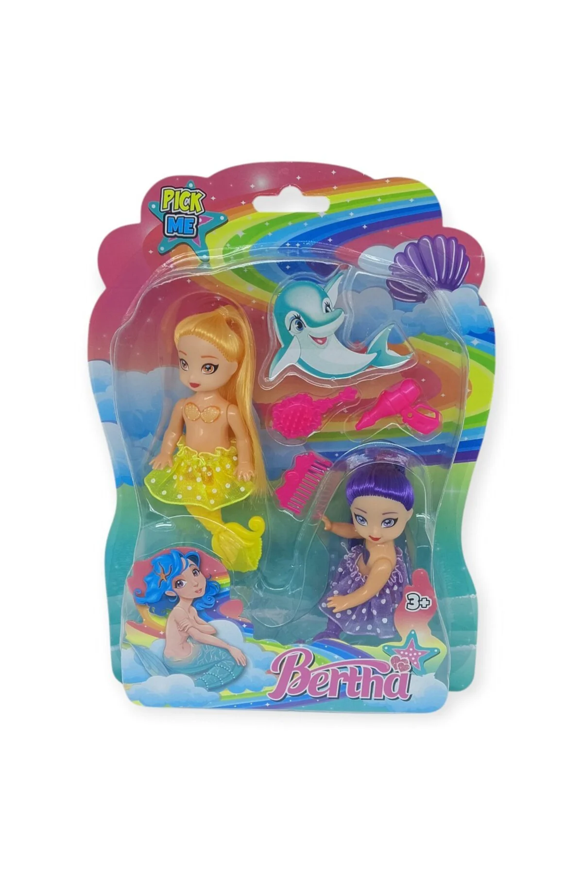 2'li Deniz Kızı Bebek Seti - Hareketli Eklemler ve Aksesuarlı -Sa