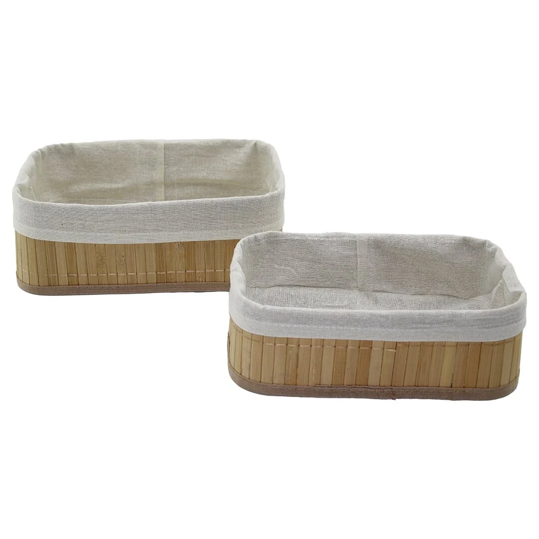 2li   Dikdörtgen   Bambu Kenar  Organizer Sepet Ahşap Altlık - Bezli 19x27x10cm - 15x24x8cm Bx40 Fiyatı, Yorumları ve Özellikleri