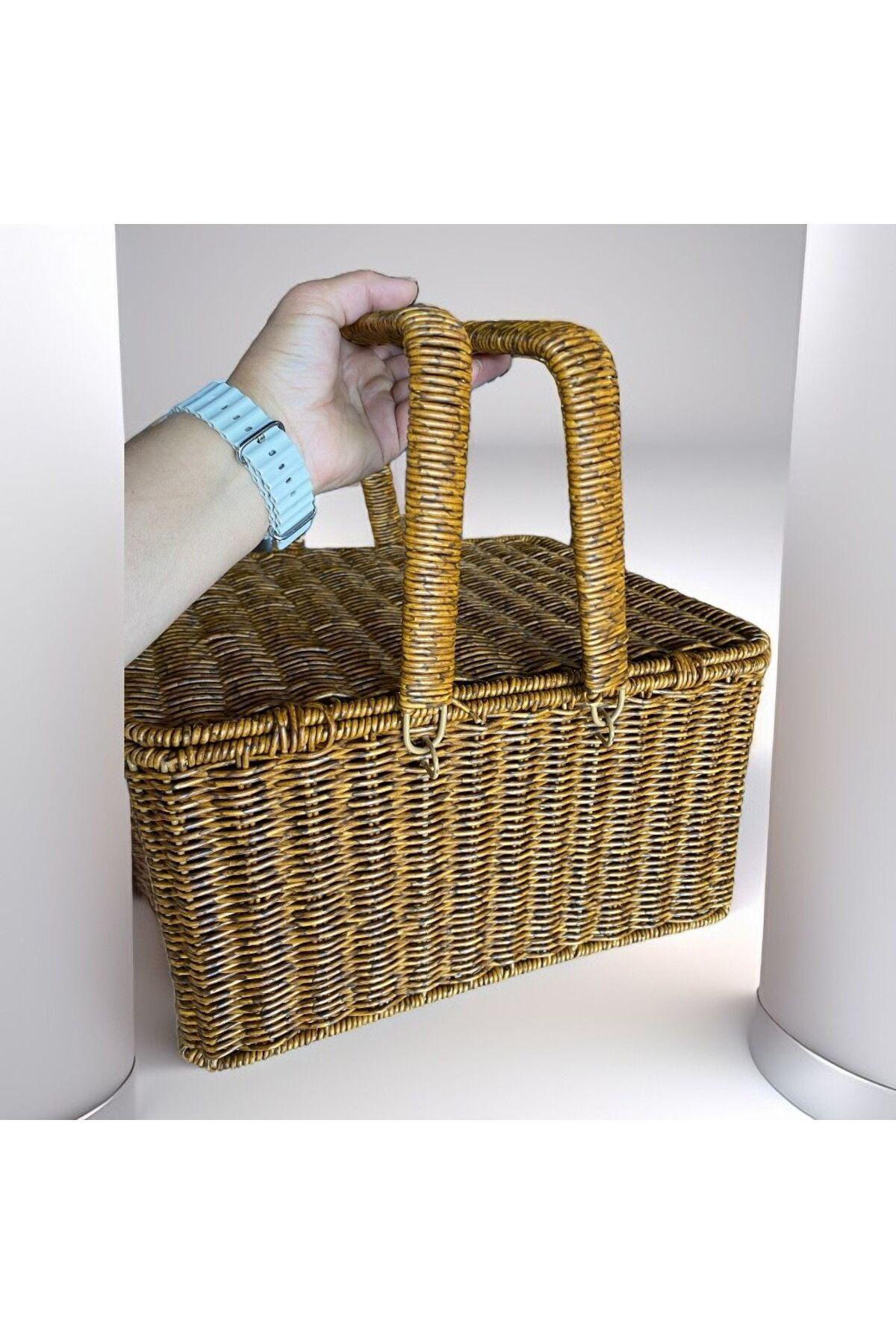 Elif Aksesuar 2’Li Dikdörtgen Sentetik Rattan Sepet