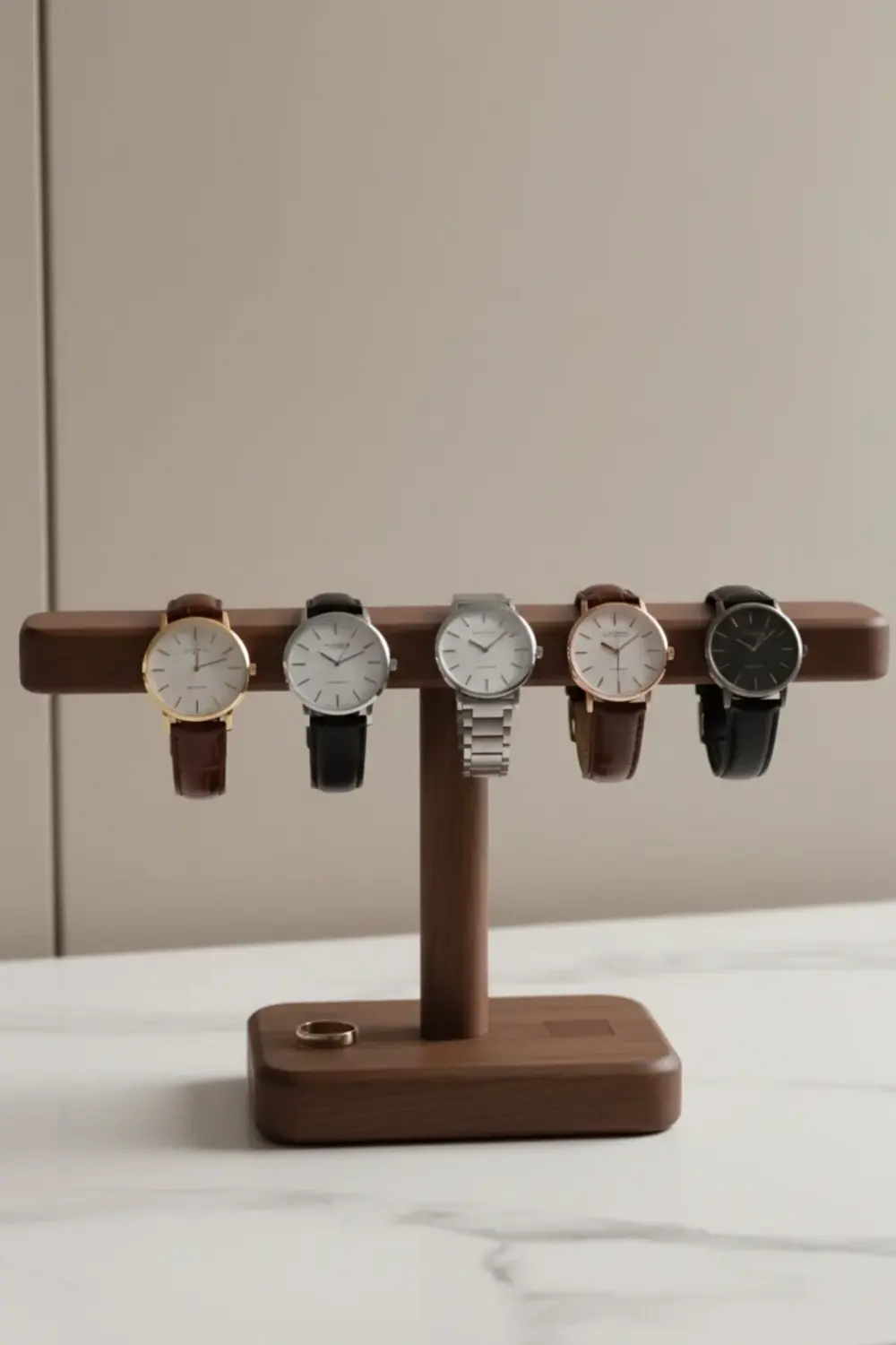 2'li Doğal Ahşap Takı Düzenleyici Seti, El Üretimi Takı Saat Stan