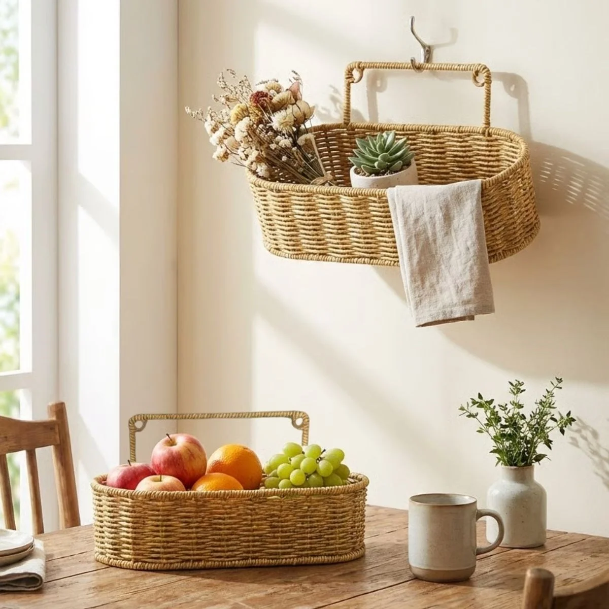 2’li Duvar Askılı Plastik Rattan Organizer – Oval Hasır Görünümlü Mutfak Raf Sepeti, Banyo Ve Ev İçi Düzenleme Ünitesi Bx40 Fiyatı, Yorumları ve Özellikleri
