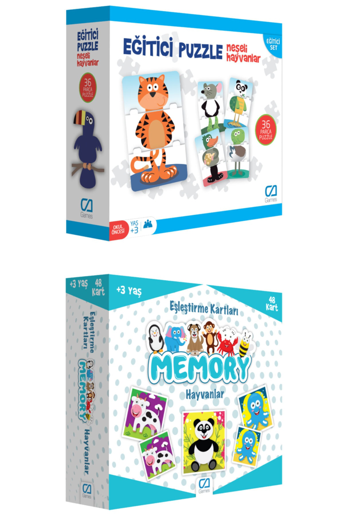 Ca Games 2'Li Eğitici Puzzle Ve Memory Set (5028-5041)