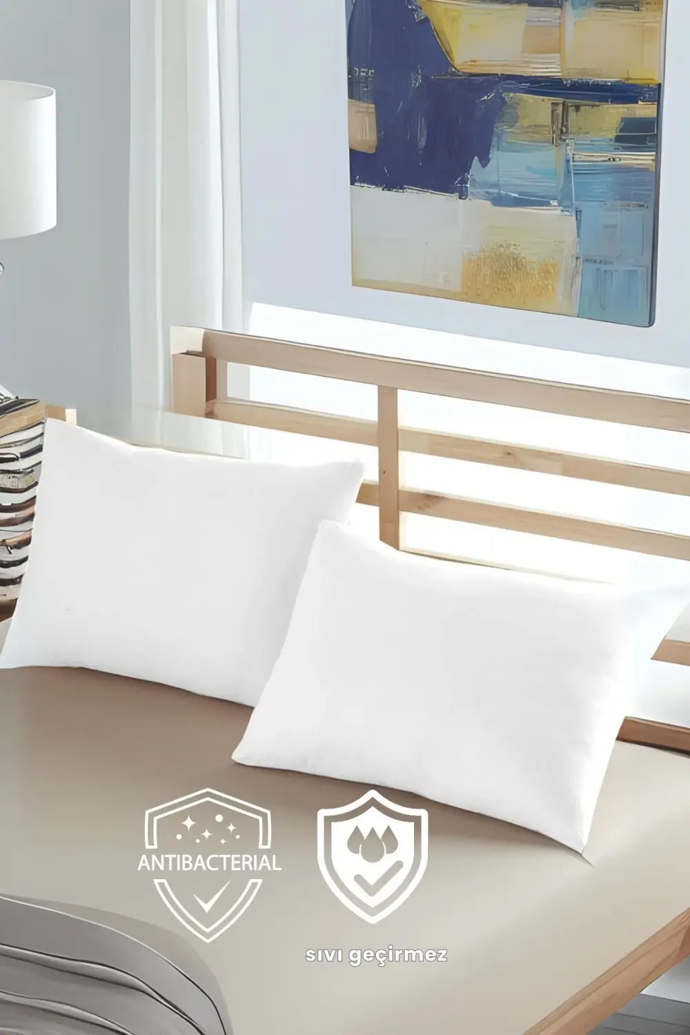 2'li Fermuarlı Mikrofiber Su Sıvı Geçirmez Yastık Alezi Yastık Ko