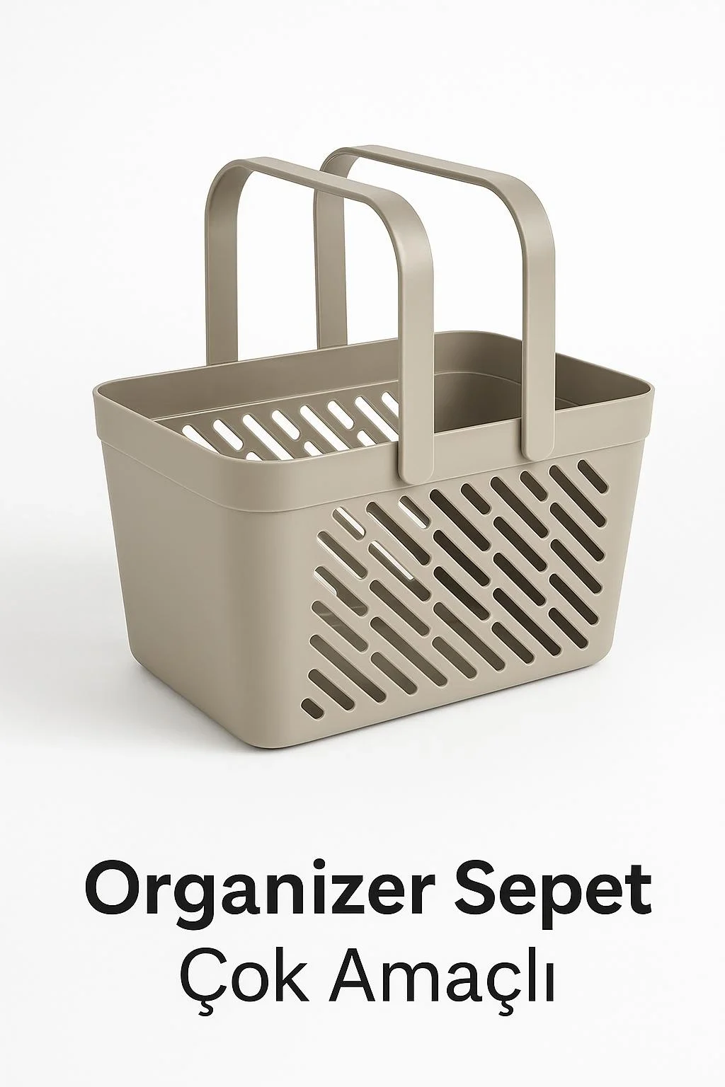 2'li Gri Kulplu Organizer Sepet Mutfak Banyo Düzenleyici Taşıma Seti